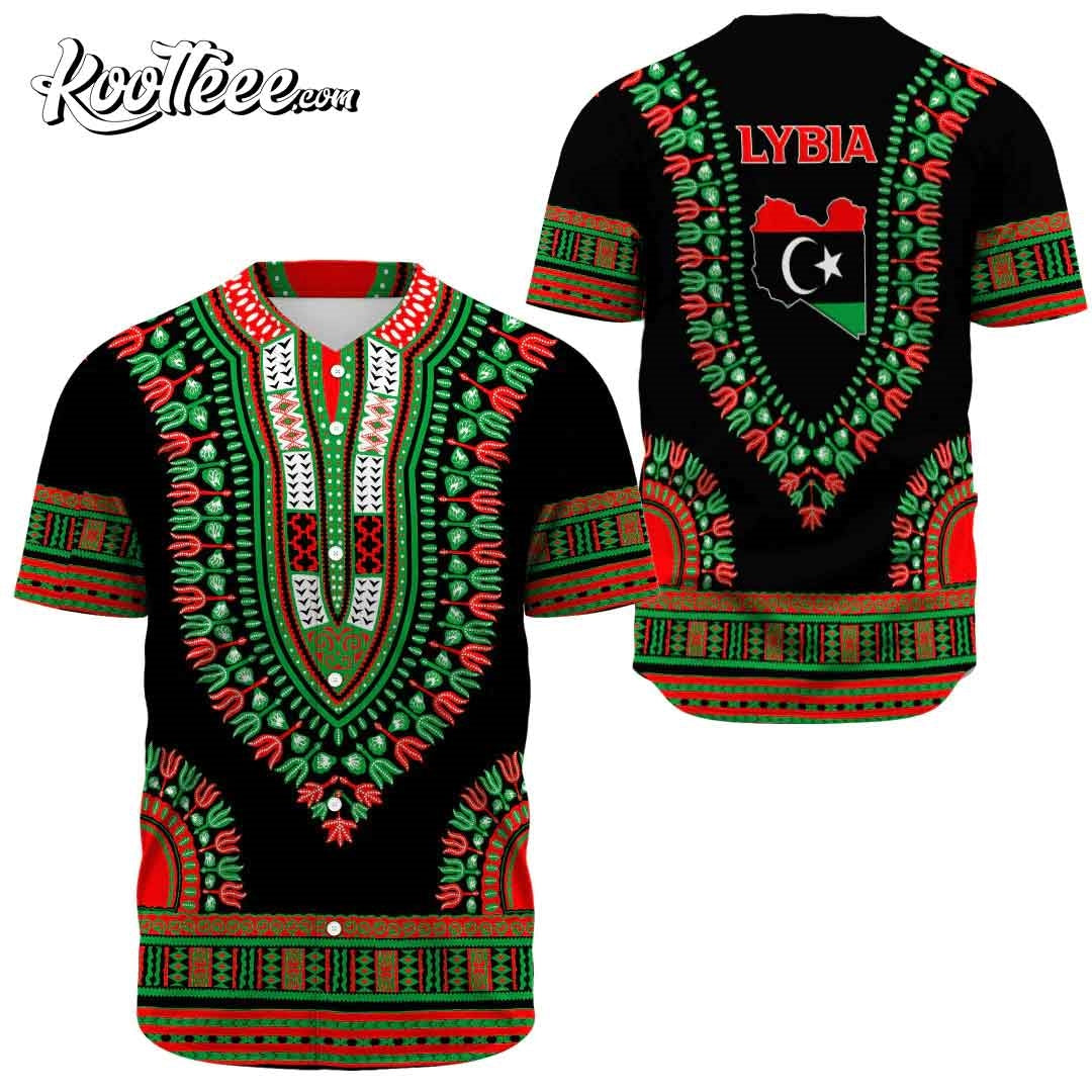 Libya Traditional Dashiki Baseball Jersey baseball jersey product view 1