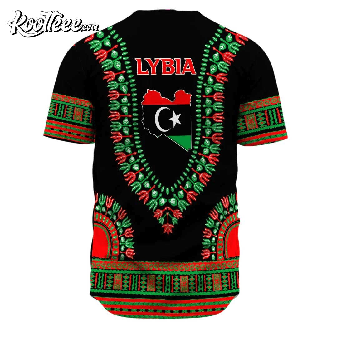 Libya Traditional Dashiki Baseball Jersey baseball jersey product view 3