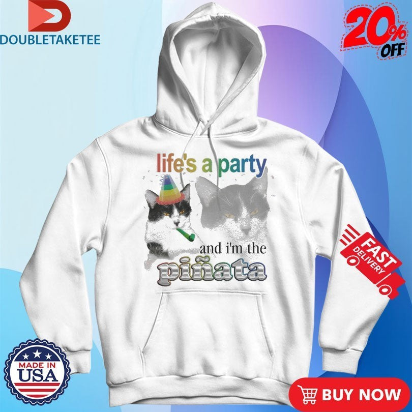 Life's A Party And I'm The Pinata Cat - Adult & Kids T-Shirts, Sweatshirts & Hoodies apparel design preview 2