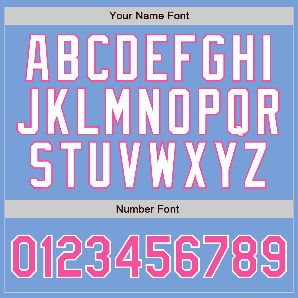 Custom Light Blue Pink Pinstripe Pink-White Authentic Baseball Jersey baseball jersey product view 4