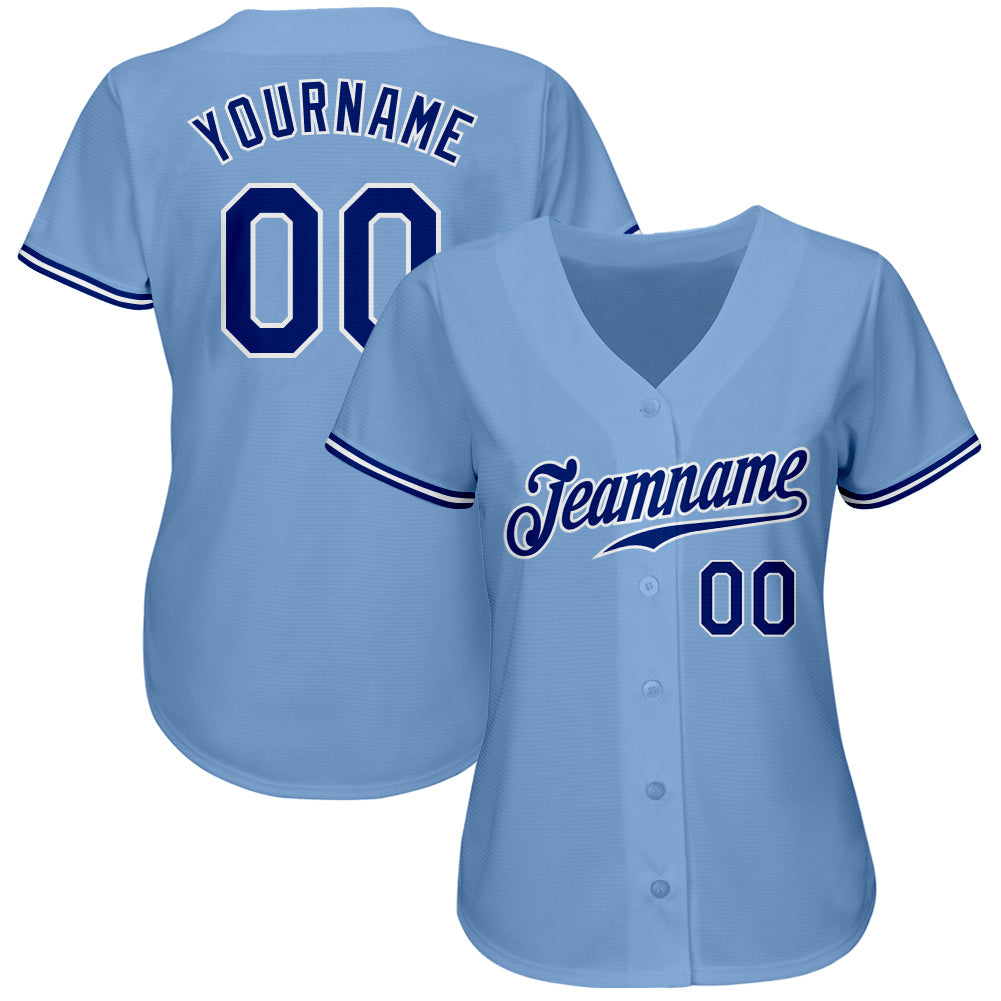 Custom Light Blue Royal-White Authentic Baseball Jersey baseball jersey product view 2