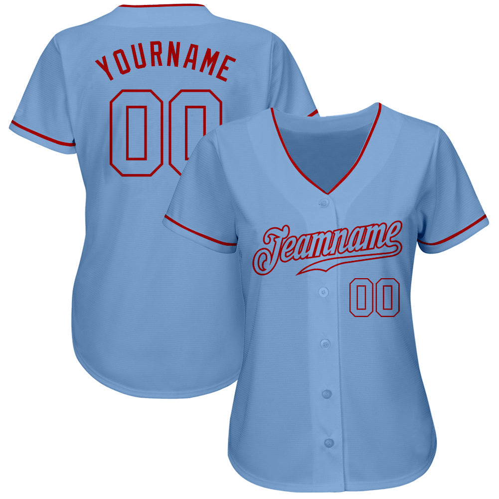 Custom Light Blue Light Blue-Red Authentic Baseball Jersey baseball jersey product view 2