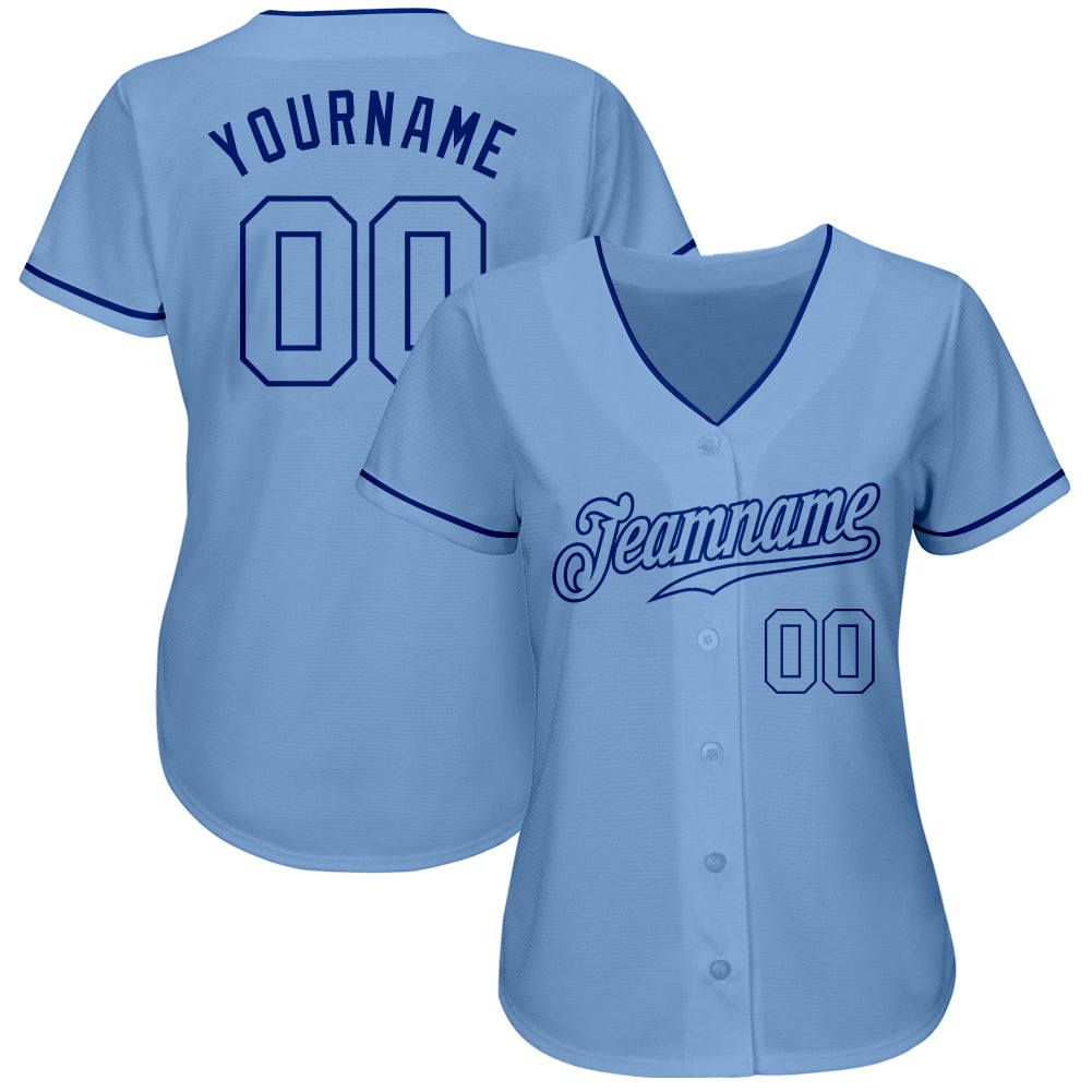 Custom Light Blue Light Blue-Royal Authentic Baseball Jersey baseball jersey product view 2