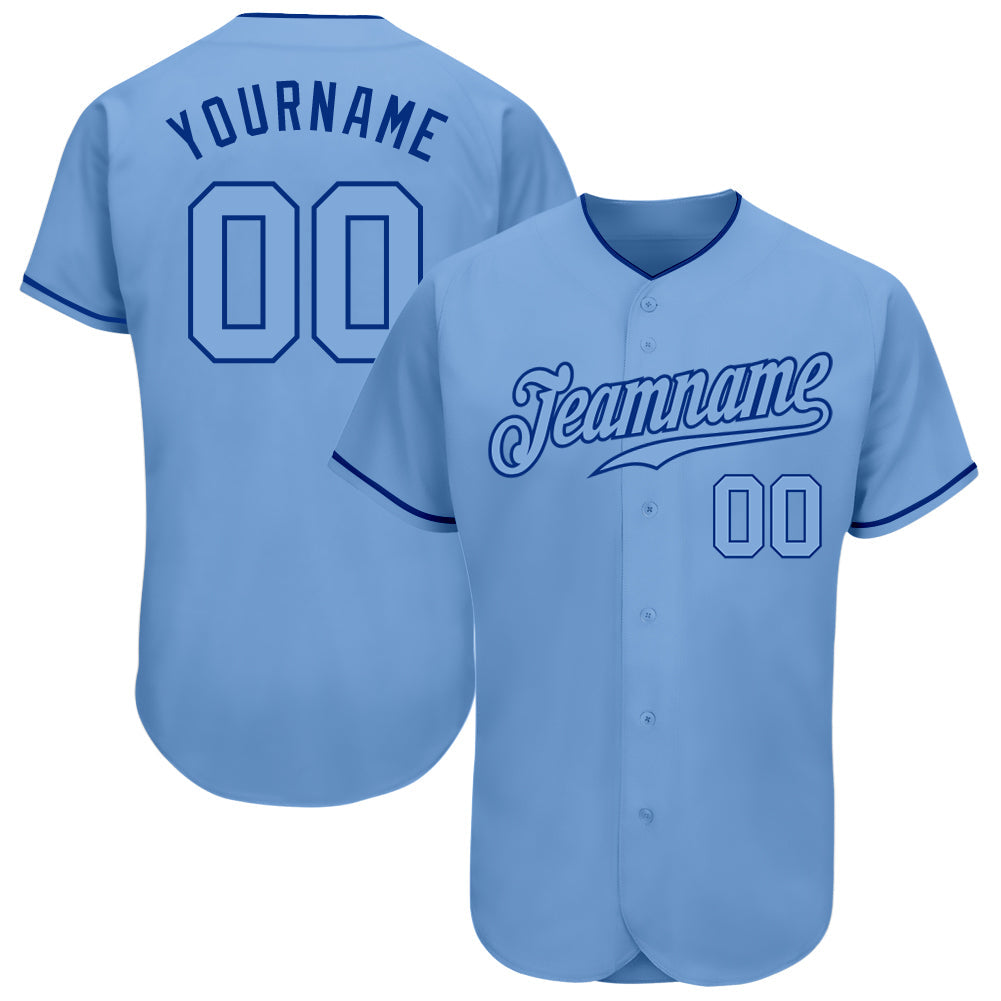 Custom Light Blue Light Blue-Royal Authentic Baseball Jersey baseball jersey product view 1