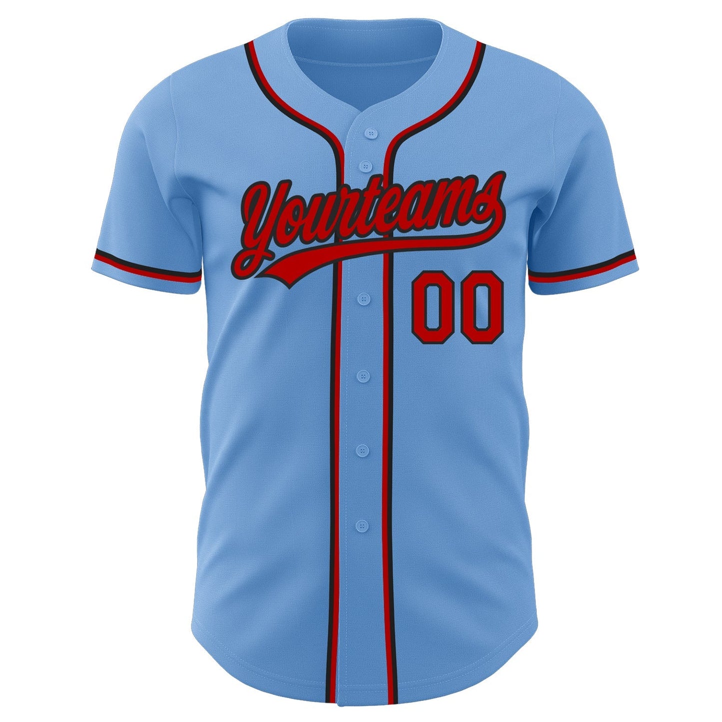 Custom Light Blue Red-Black Authentic Baseball Jersey baseball jersey product view 2