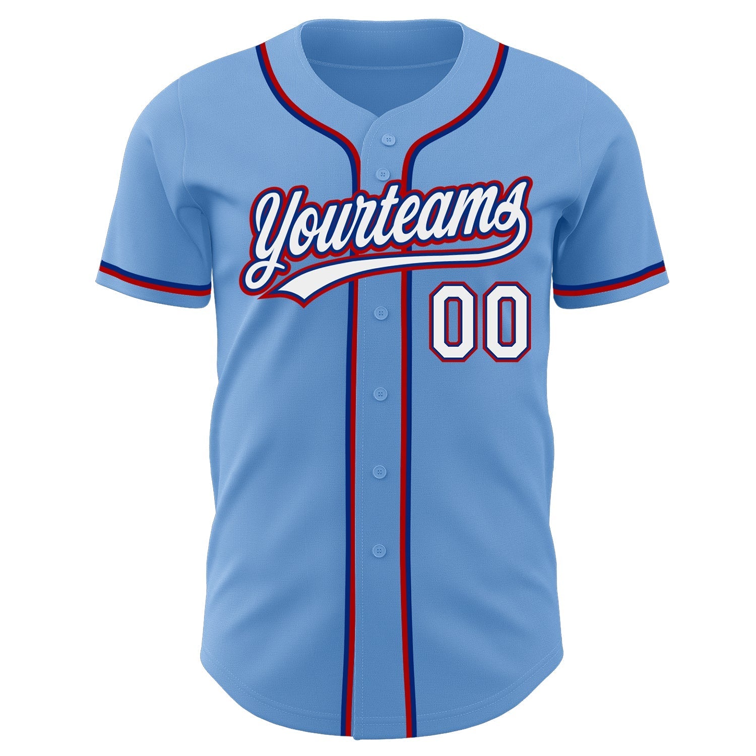 Custom Light Blue White Royal-Red Authentic Baseball Jersey baseball jersey product view 2