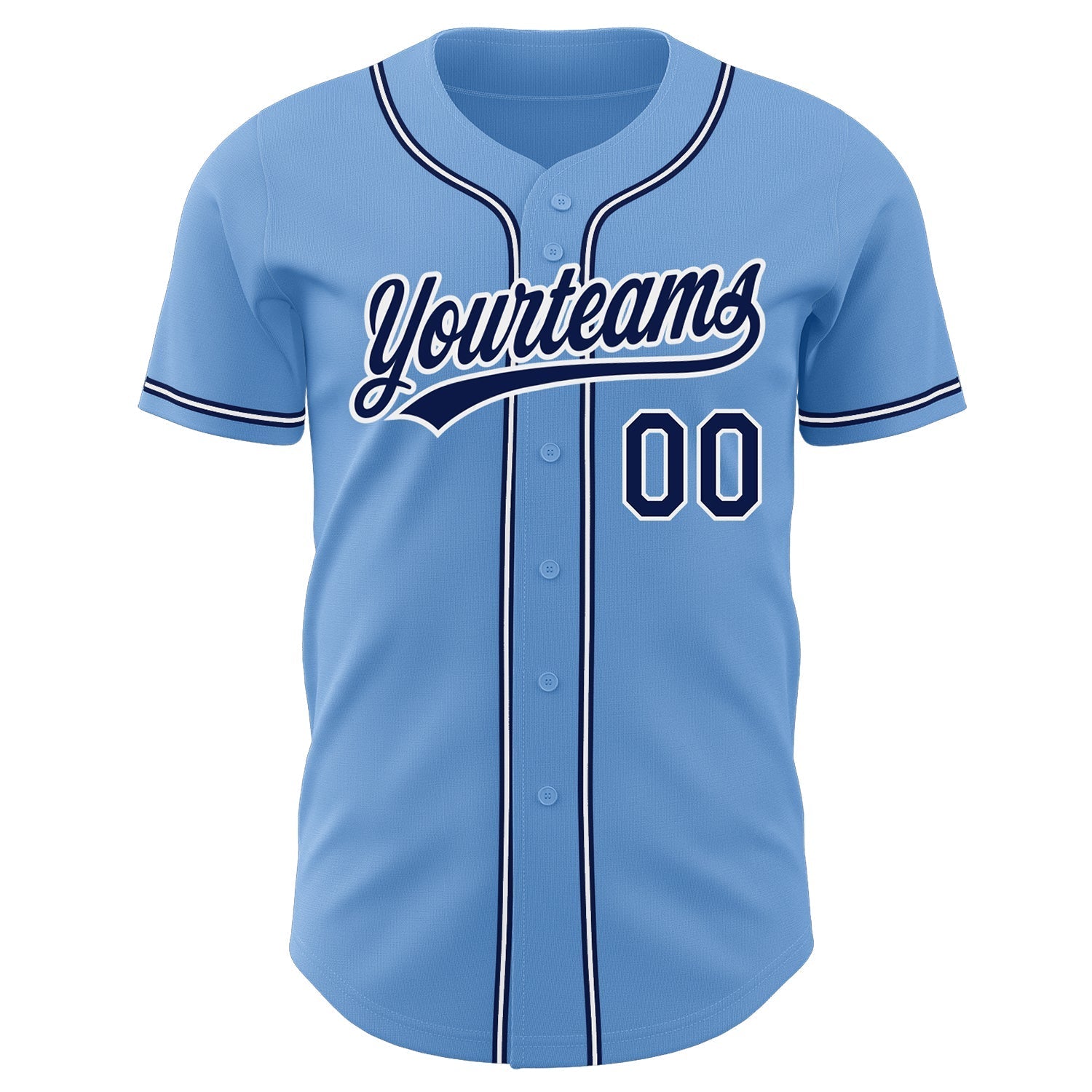 Custom Light Blue Navy-White Authentic Baseball Jersey baseball jersey product view 2