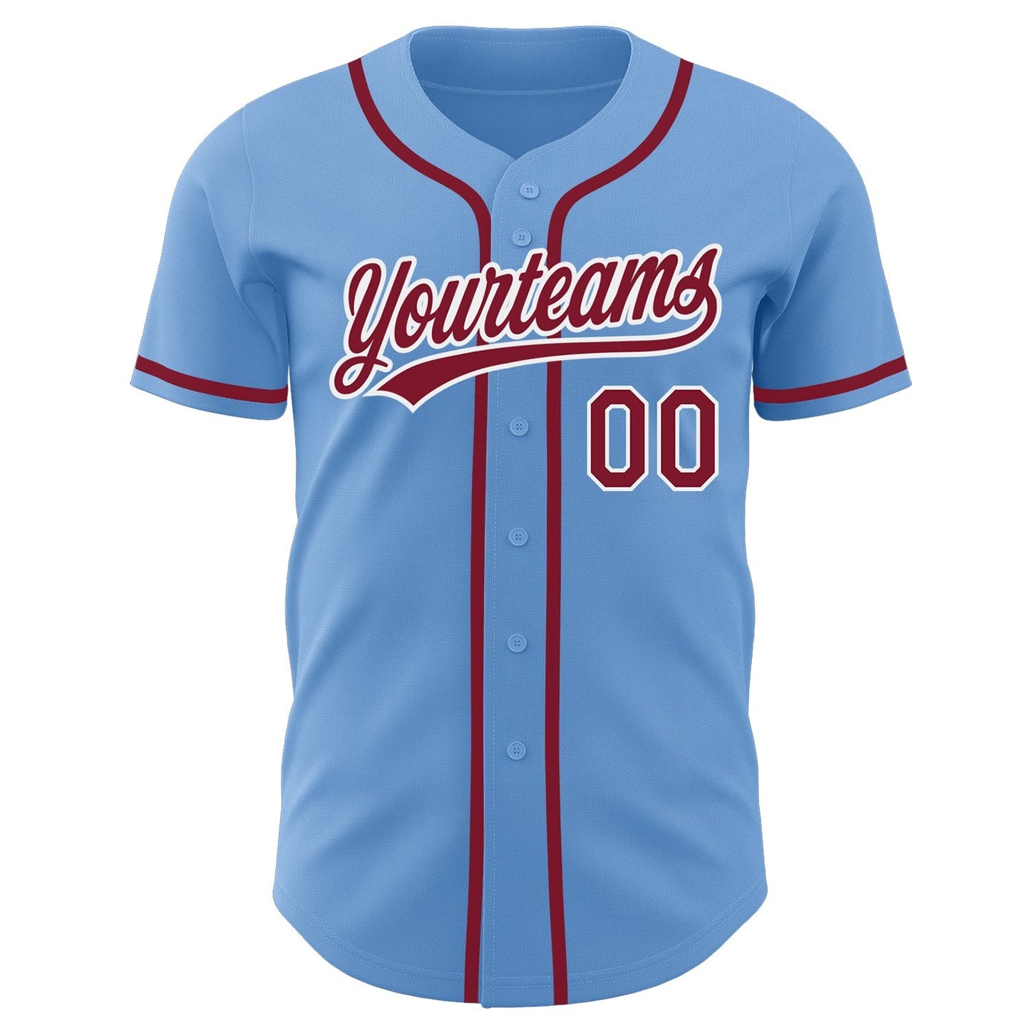 Custom Light Blue Crimson-White Authentic Baseball Jersey baseball jersey product view 2