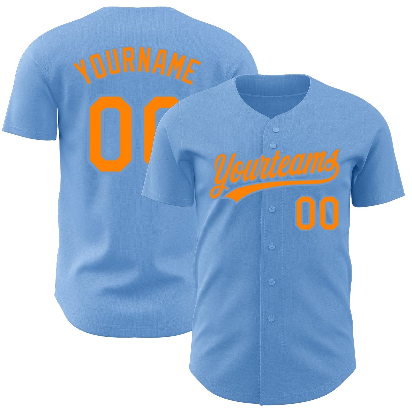 Custom Light Blue Bay Orange Authentic Baseball Jersey baseball jersey product view 1