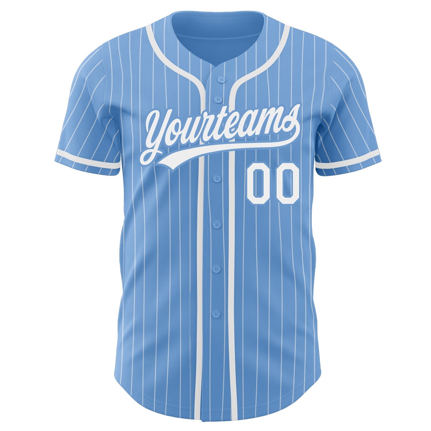 Custom Light Blue White Pinstripe White Authentic Baseball Jersey baseball jersey product view 3