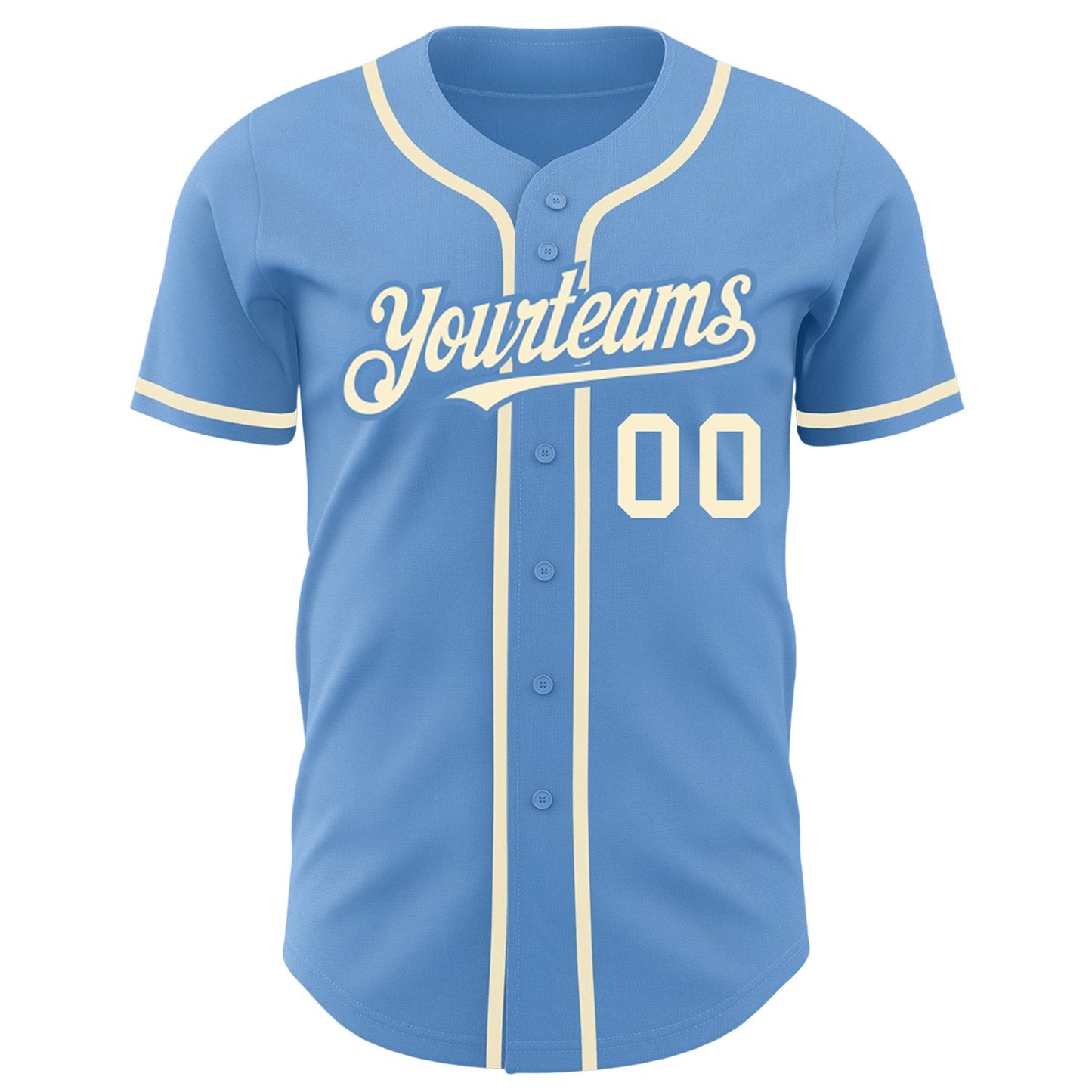 Custom Light Blue Cream Authentic Baseball Jersey baseball jersey product view 2