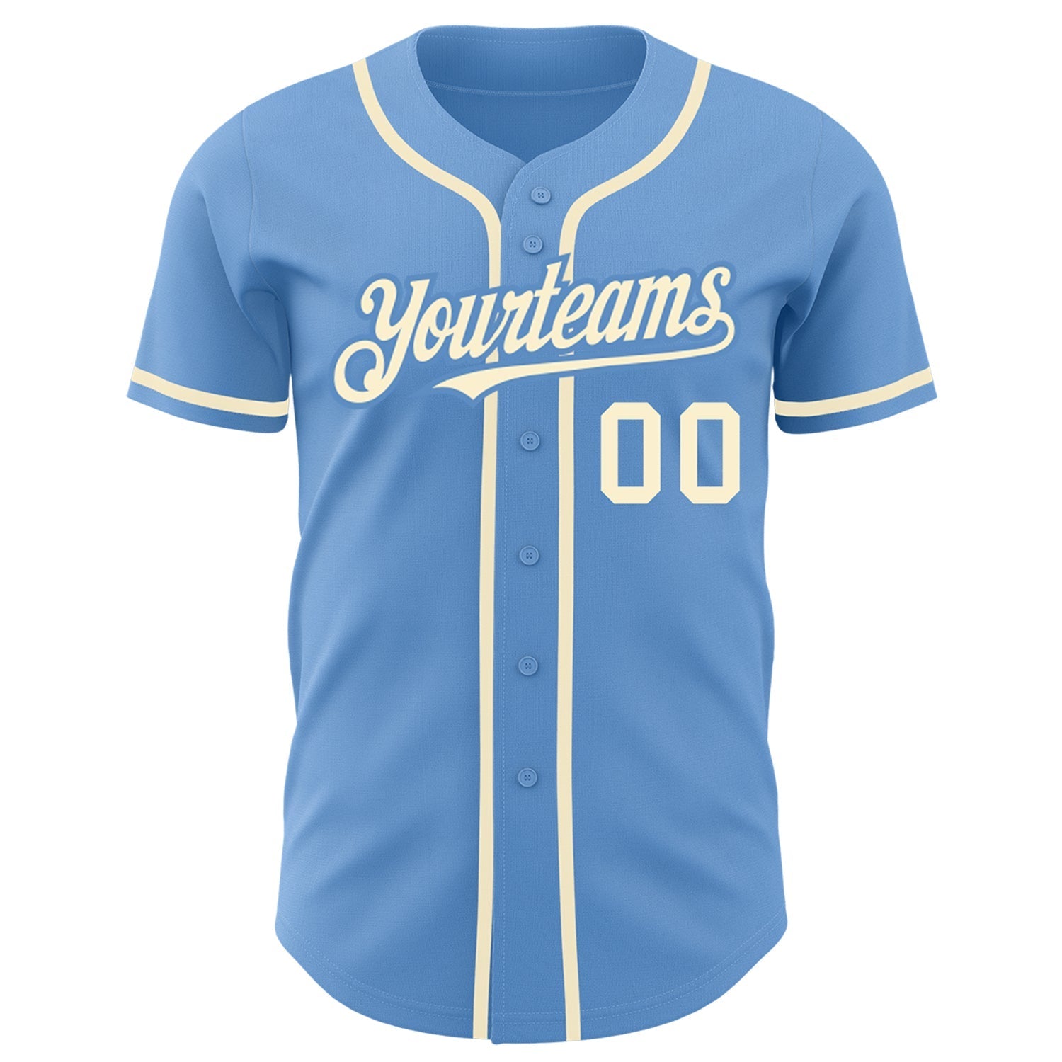 Custom Light Blue Cream Authentic Baseball Jersey baseball jersey product view 2