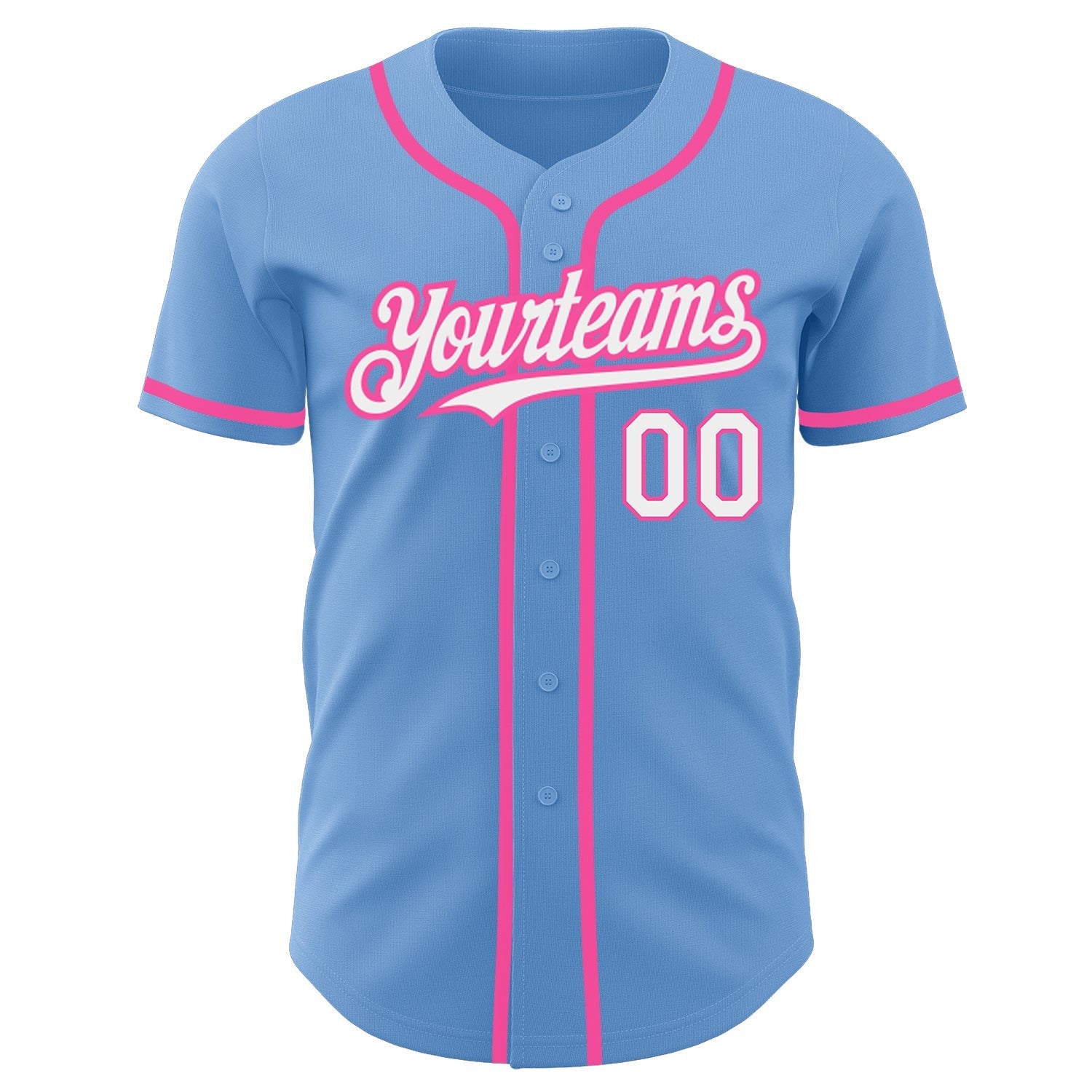 Custom Light Blue White-Pink Authentic Baseball Jersey baseball jersey product view 2