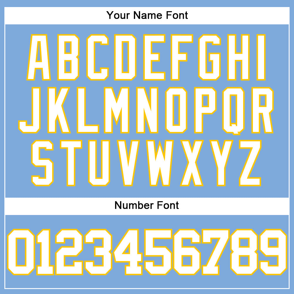 Custom Light Blue White-Yellow Authentic Baseball Jersey baseball jersey product view 5