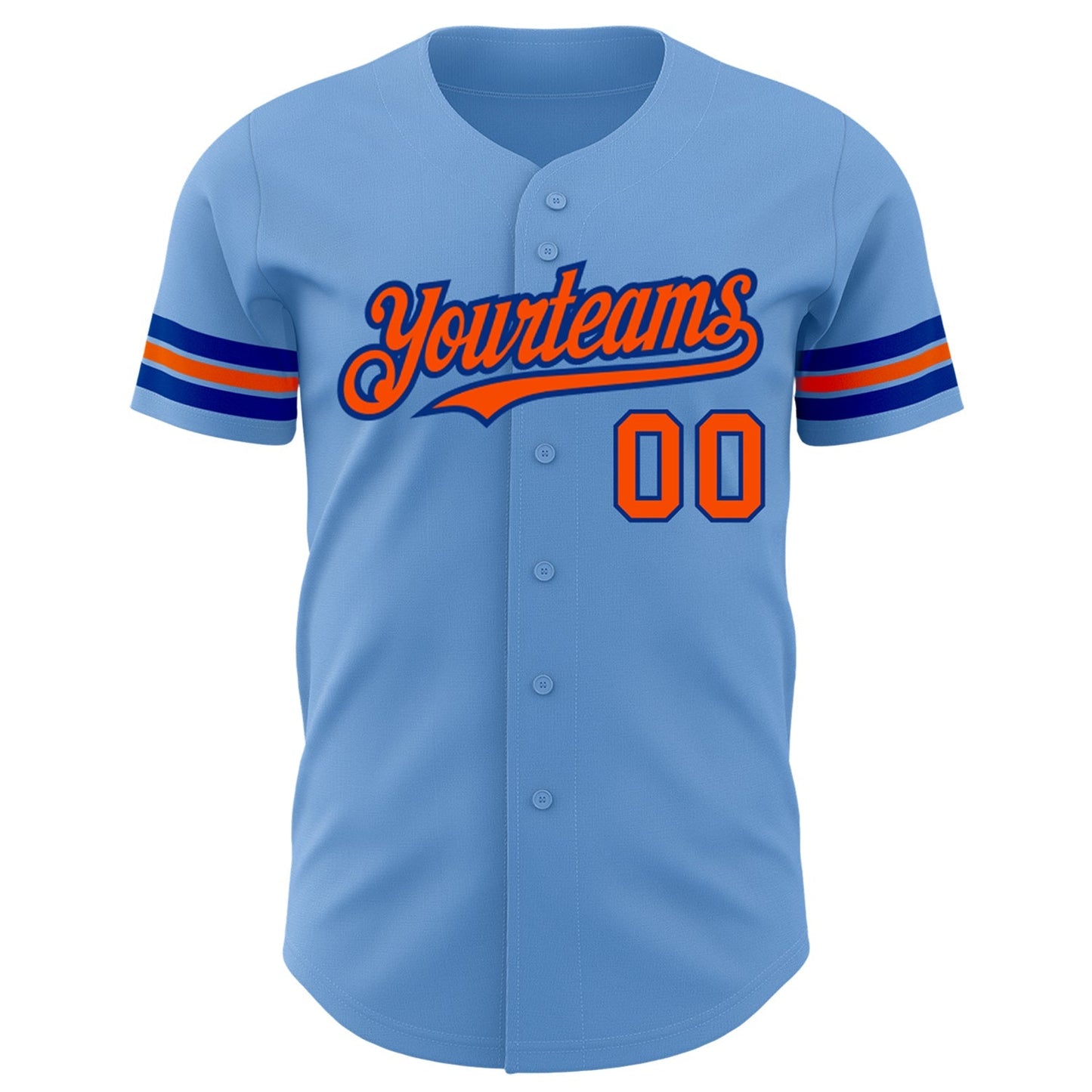 Custom Light Blue Orange-Royal Authentic Baseball Jersey baseball jersey product view 2