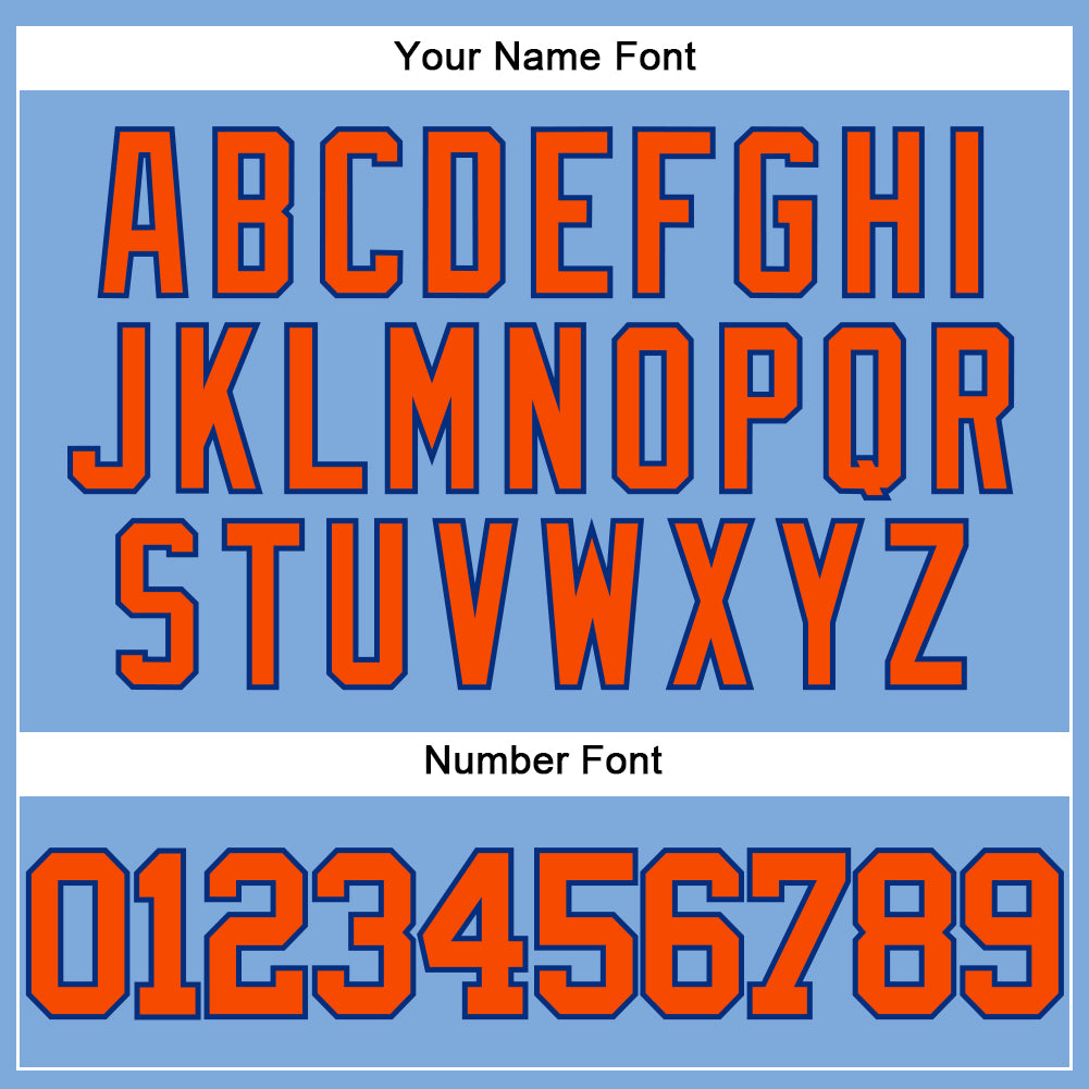 Custom Light Blue Orange-Royal Authentic Baseball Jersey baseball jersey product view 5