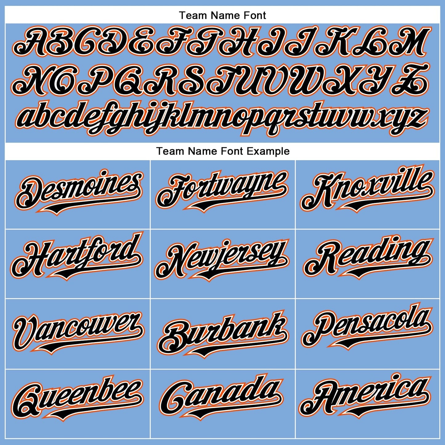Custom Light Blue Black-Orange Authentic Baseball Jersey baseball jersey product view 4