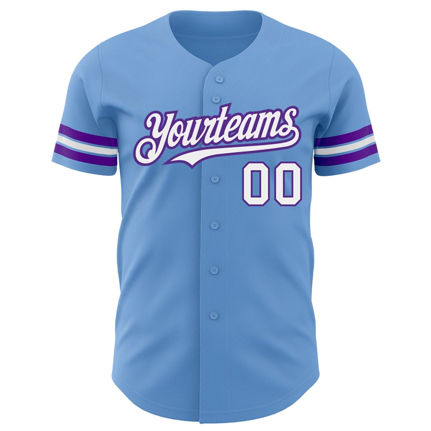 Custom Light Blue White-Purple Authentic Baseball Jersey baseball jersey product view 2