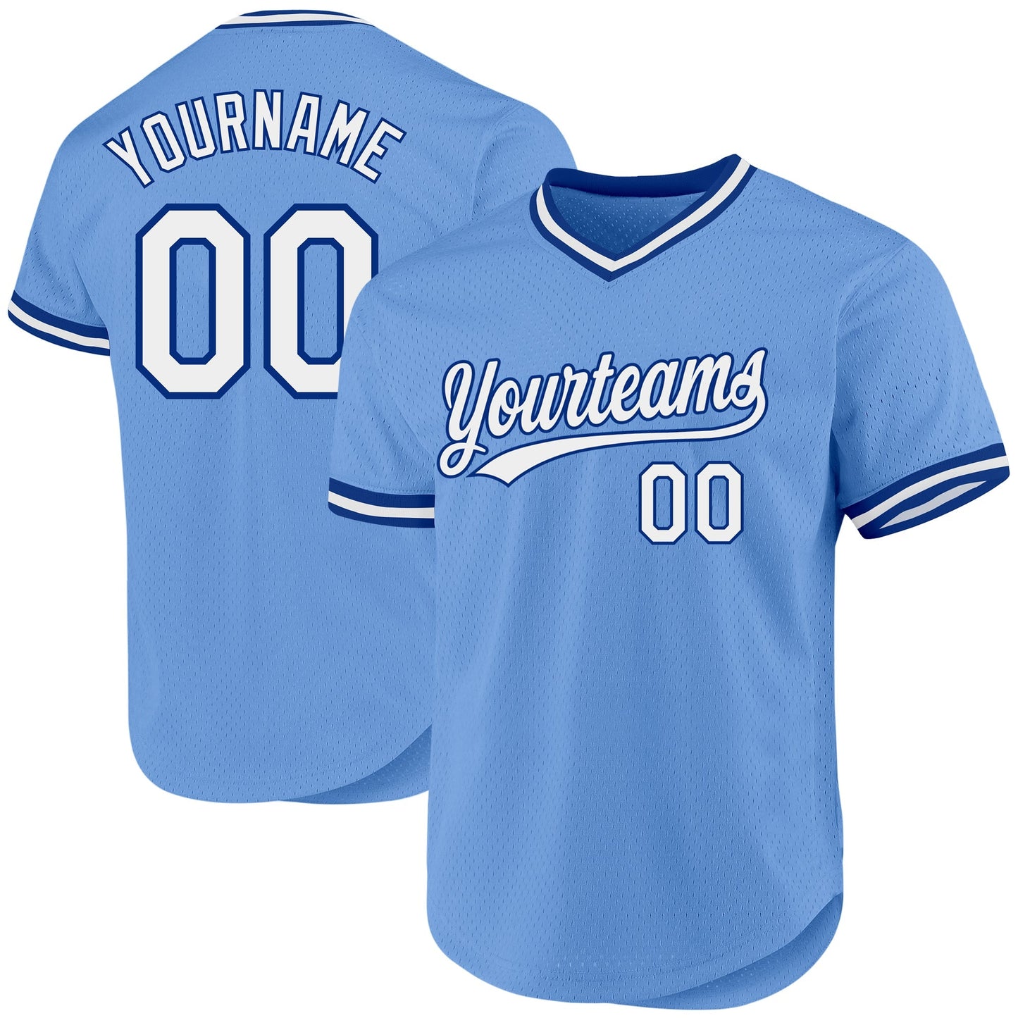 Custom Light Blue White-Royal Authentic Throwback Baseball Jersey baseball jersey product view 1