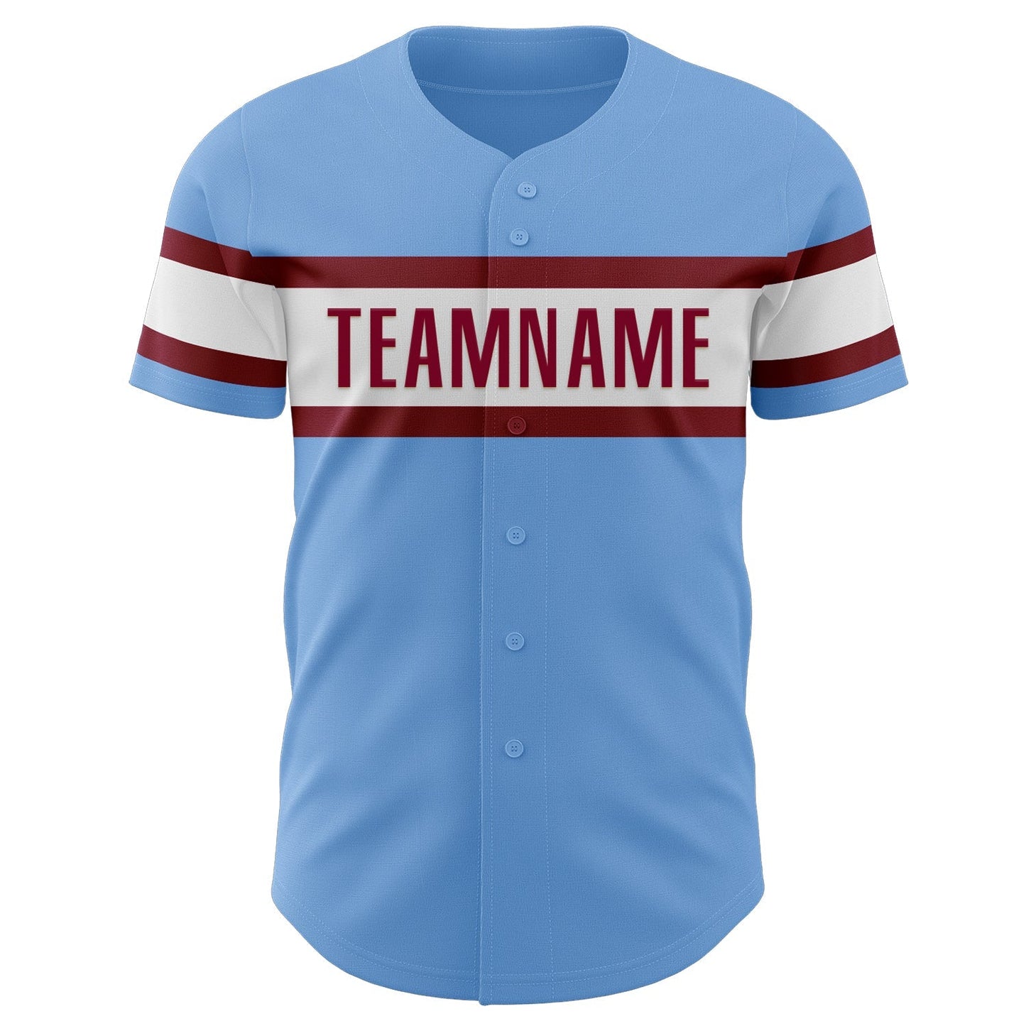 Custom Light Blue Maroon-White Authentic Baseball Jersey baseball jersey product view 2