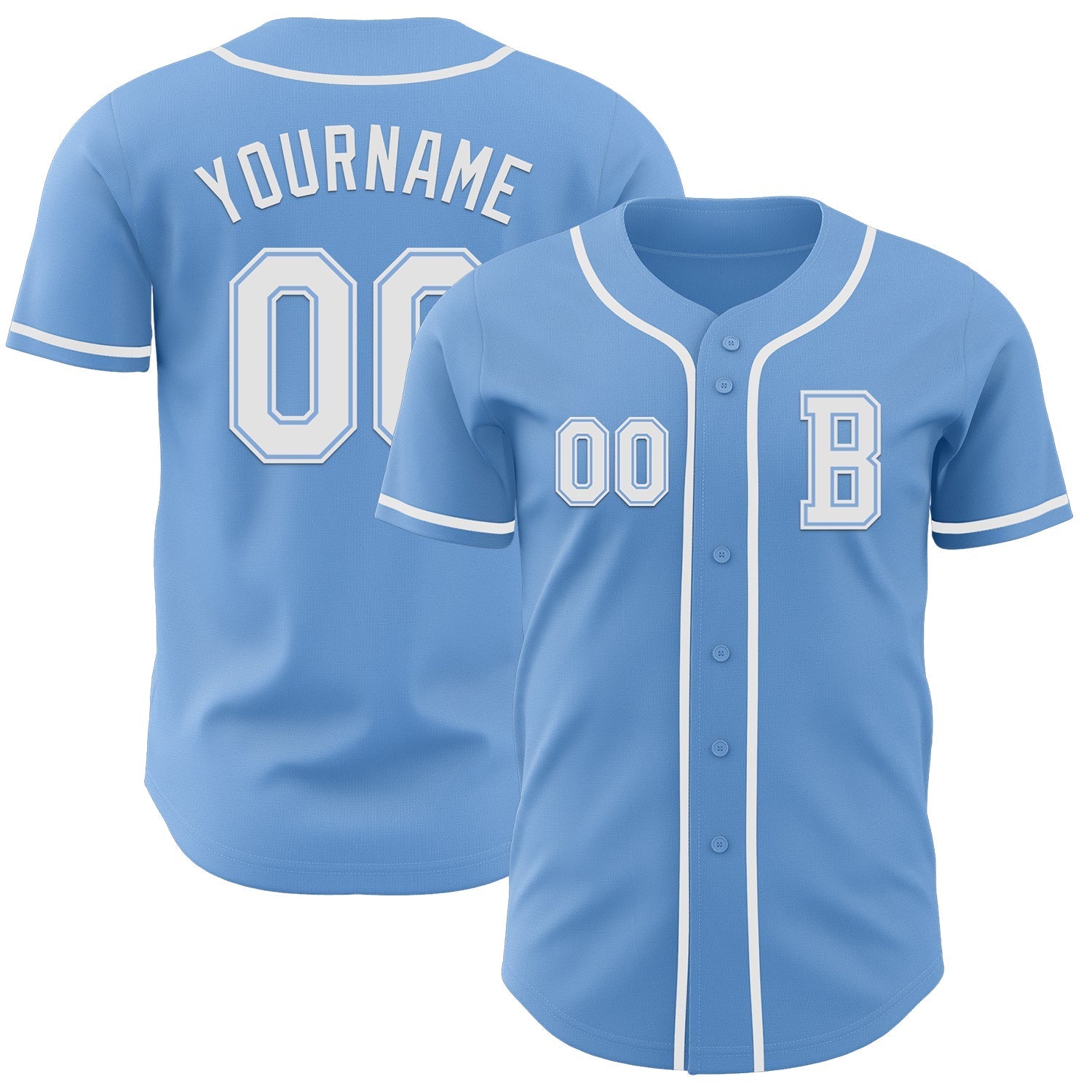 Custom Light Blue White Authentic Baseball Jersey baseball jersey product view 1