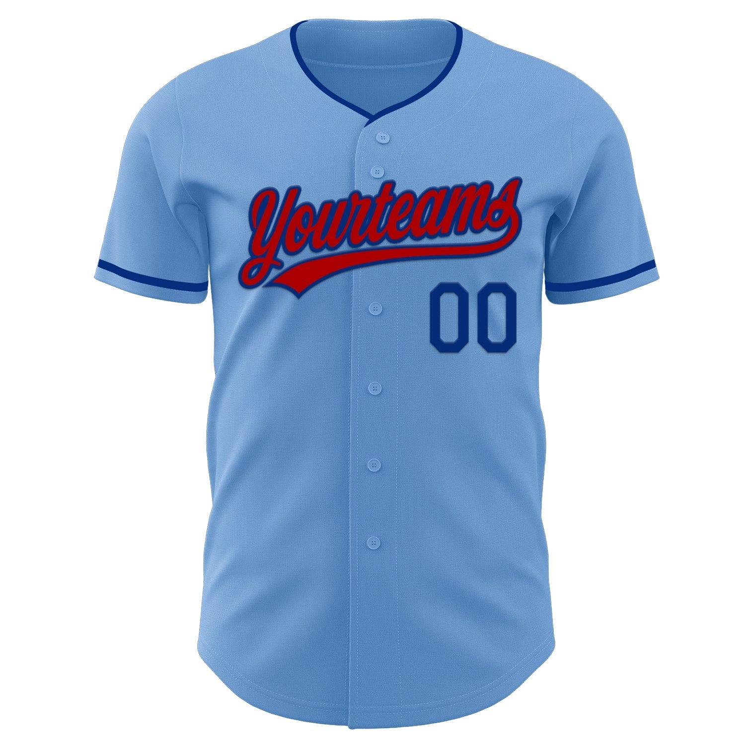 Custom Light Blue Red-Royal Authentic Baseball Jersey baseball jersey product view 2