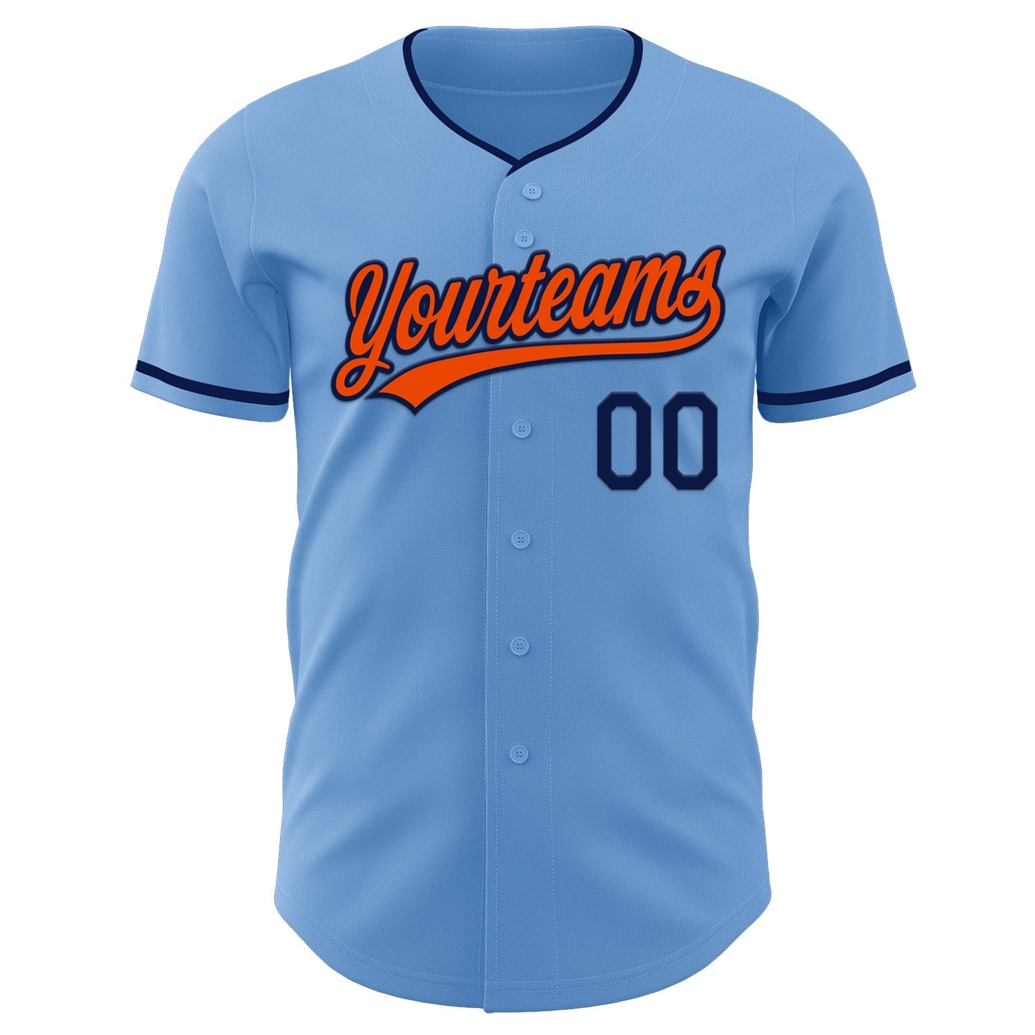 Custom Light Blue Orange-Navy Authentic Baseball Jersey baseball jersey product view 2