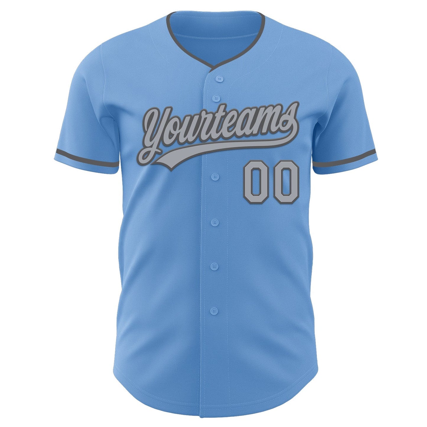 Custom Light Blue Gray-Steel Gray Authentic Baseball Jersey baseball jersey product view 2