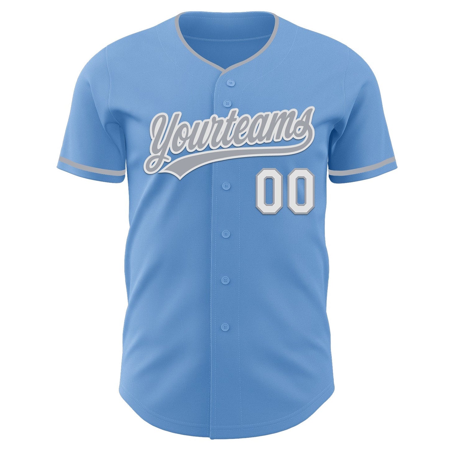 Custom Light Blue Gray-White Authentic Baseball Jersey baseball jersey product view 2