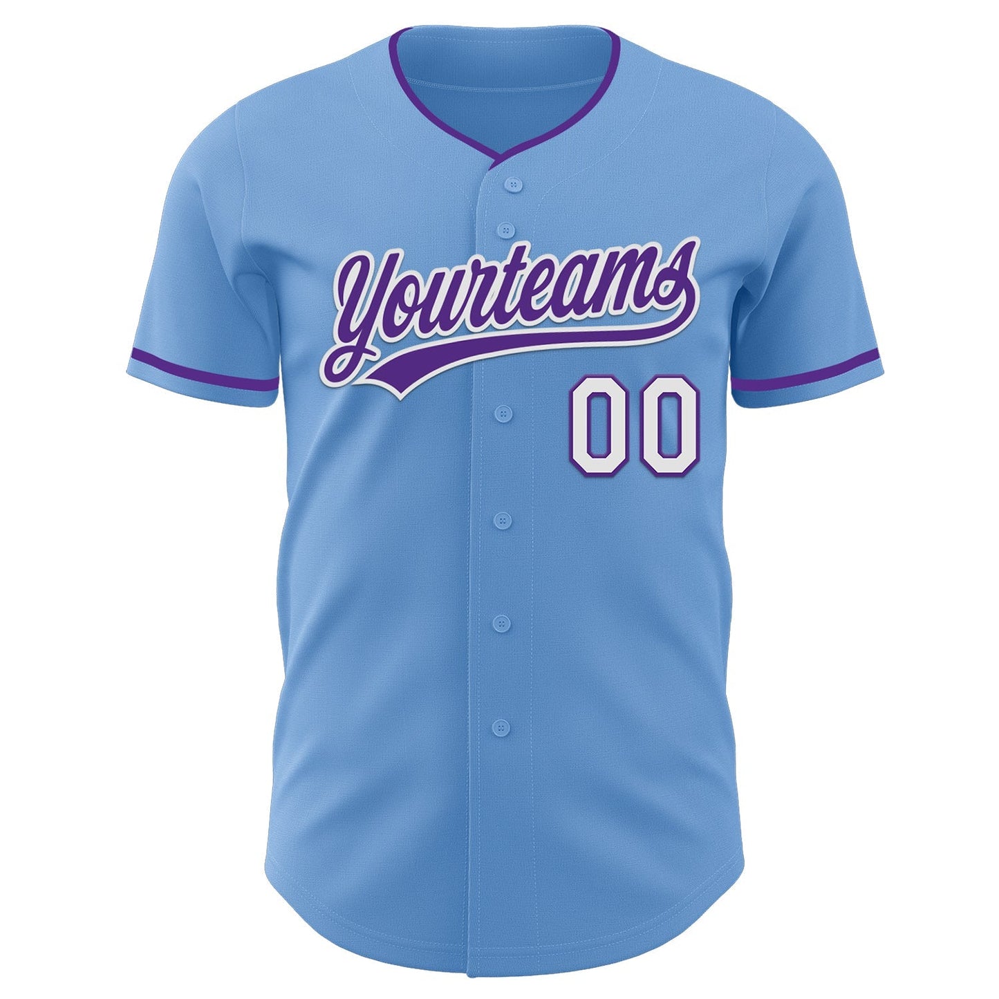 Custom Light Blue Purple-White Authentic Baseball Jersey baseball jersey product view 2