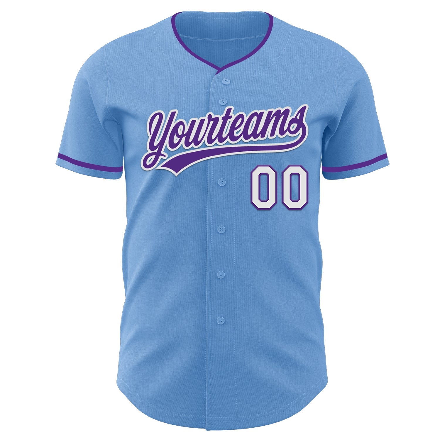 Custom Light Blue Purple-White Authentic Baseball Jersey baseball jersey product view 2