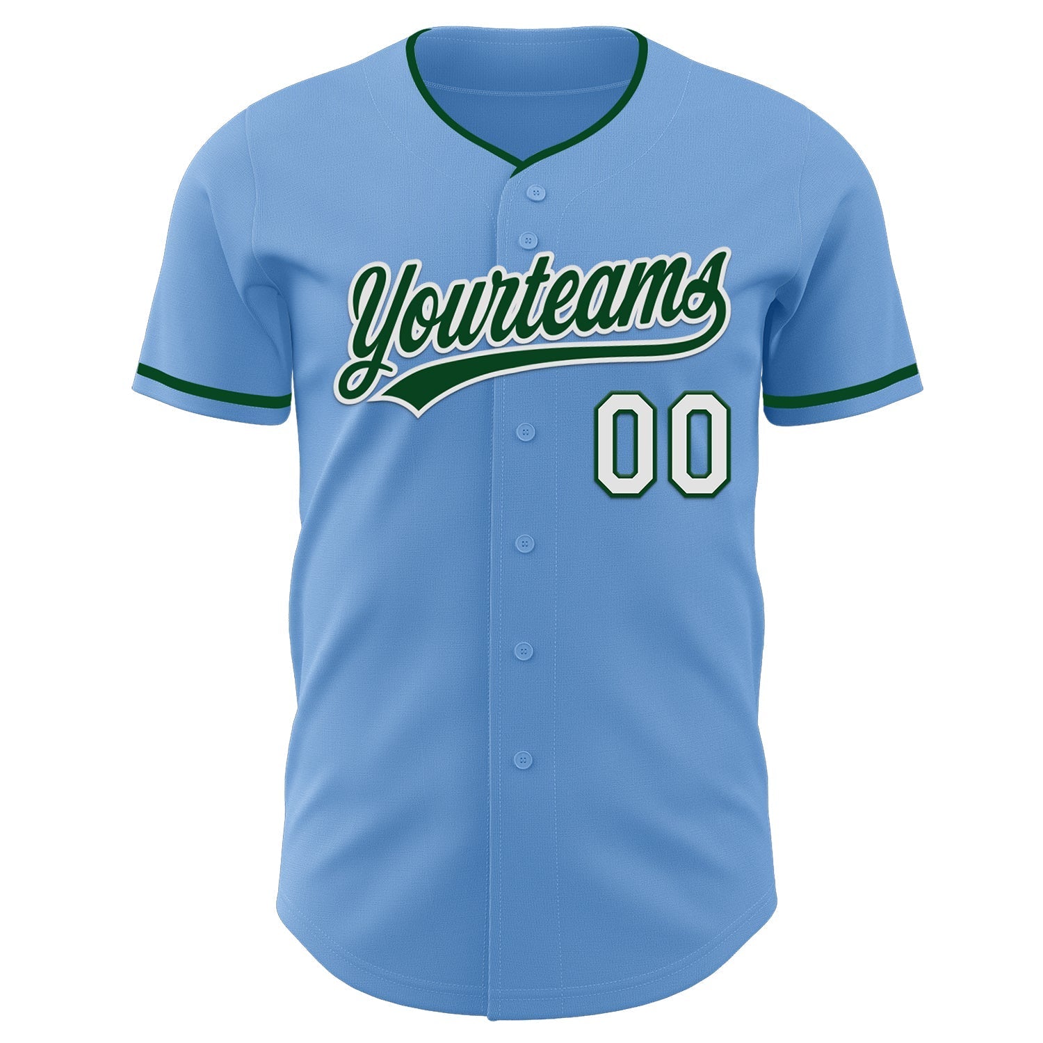 Custom Light Blue Green-White Authentic Baseball Jersey baseball jersey product view 2