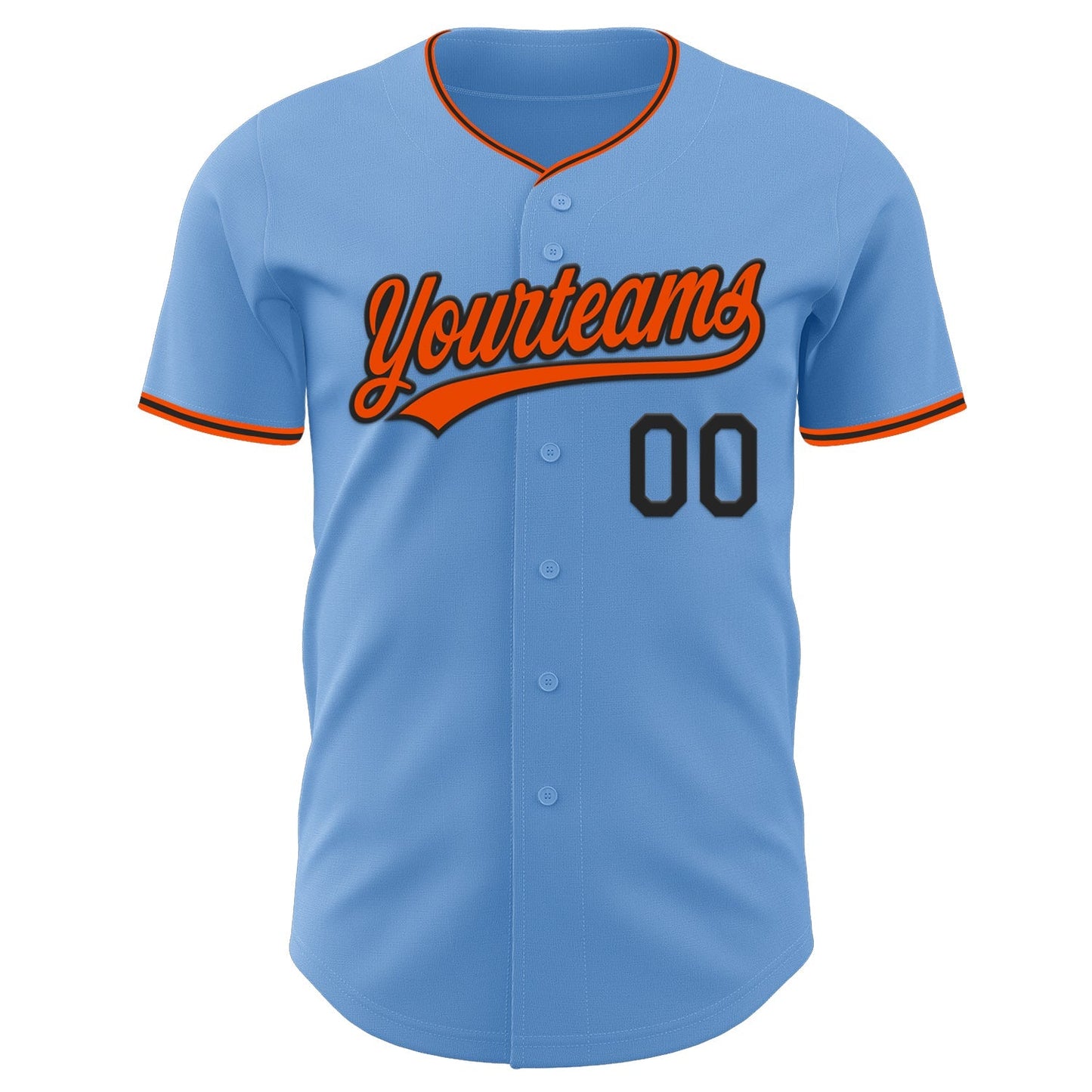 Custom Light Blue Orange-Black Authentic Baseball Jersey baseball jersey product view 2