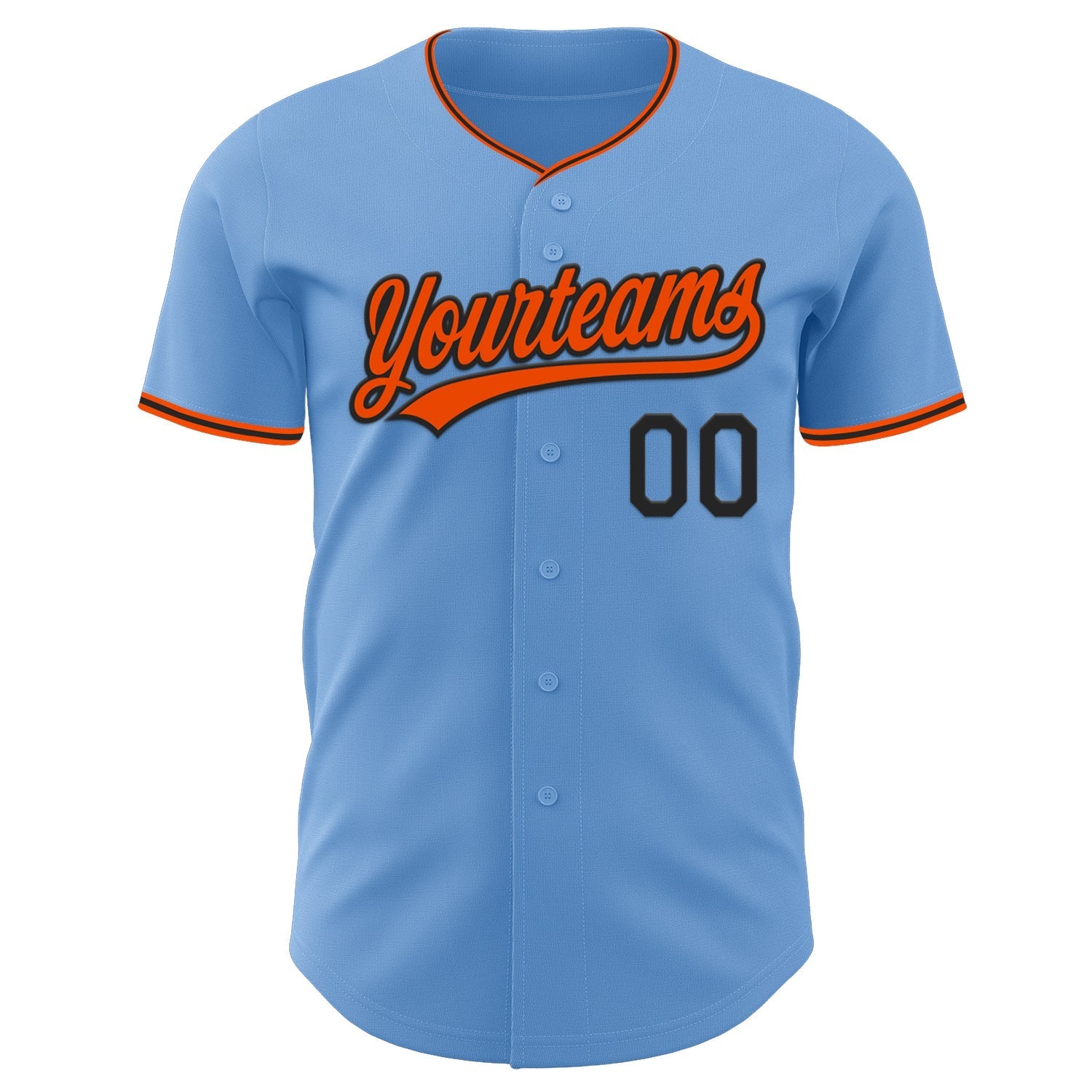 Custom Light Blue Orange-Black Authentic Baseball Jersey baseball jersey product view 2