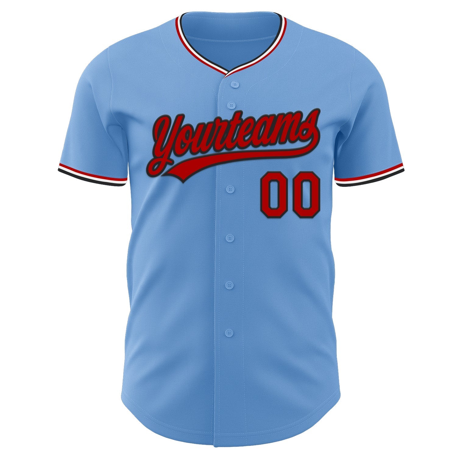 Custom Light Blue Red Black-White Authentic Baseball Jersey baseball jersey product view 2