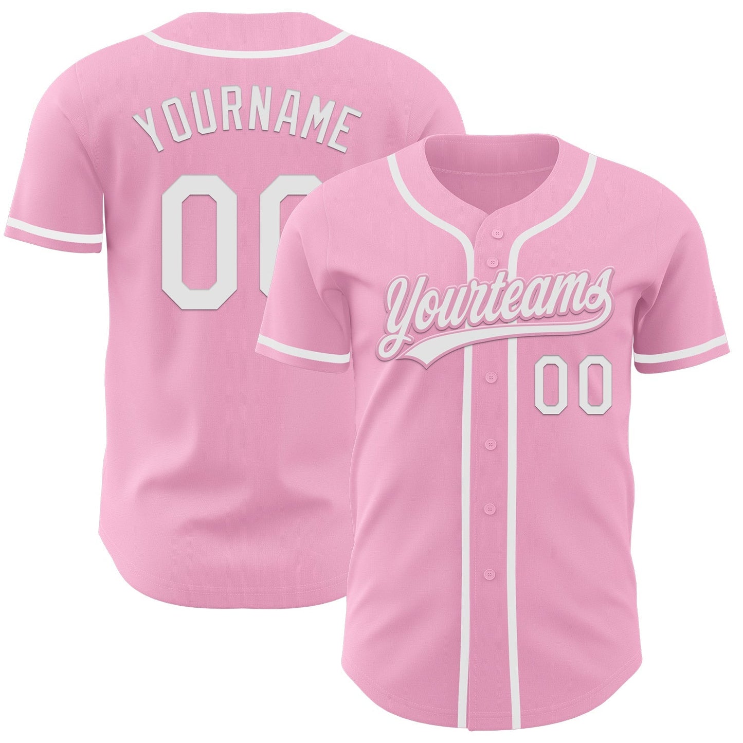 Custom Light Pink White Authentic Baseball Jersey baseball jersey product view 1