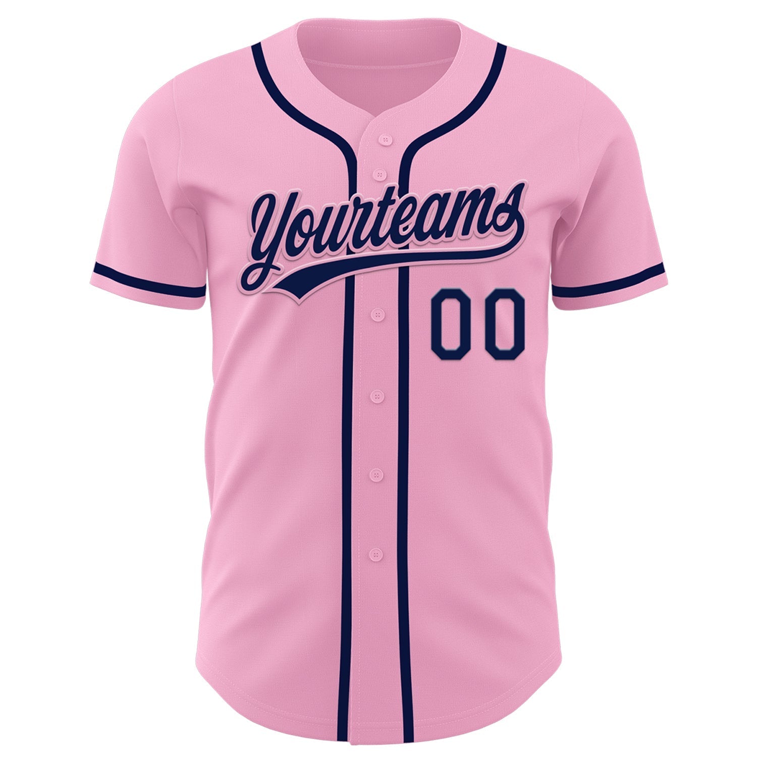 Custom Light Pink Navy Authentic Baseball Jersey baseball jersey product view 2