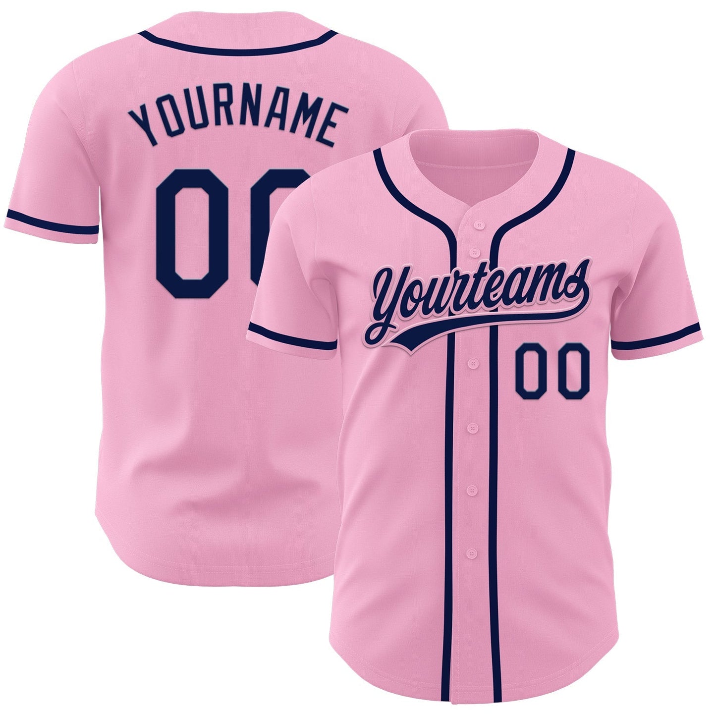 Custom Light Pink Navy Authentic Baseball Jersey baseball jersey product view 1