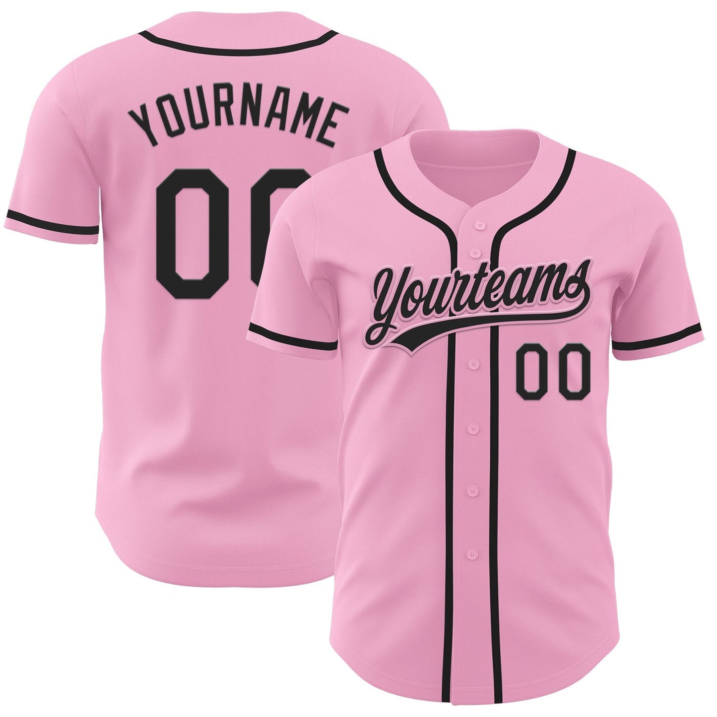 Custom Light Pink Black Authentic Baseball Jersey baseball jersey product view 1