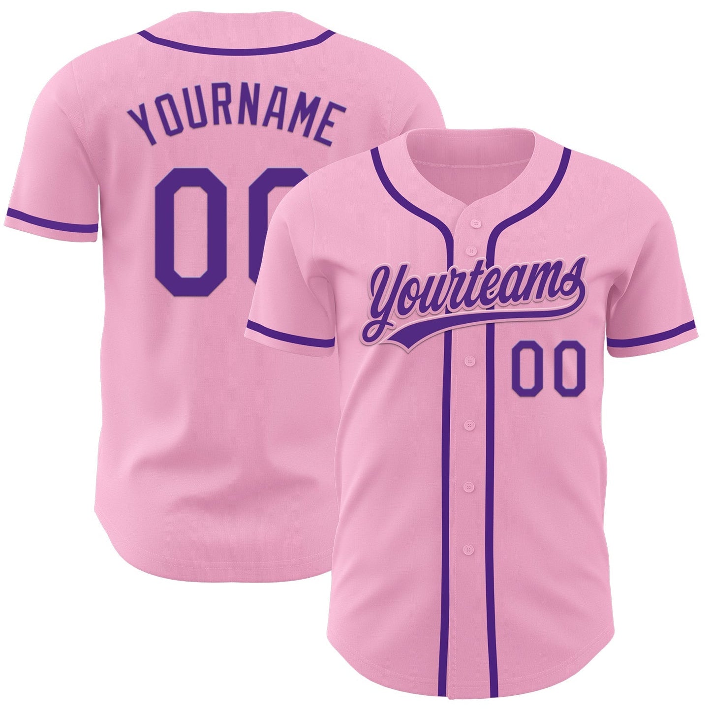 Custom Light Pink Purple Authentic Baseball Jersey baseball jersey product view 1