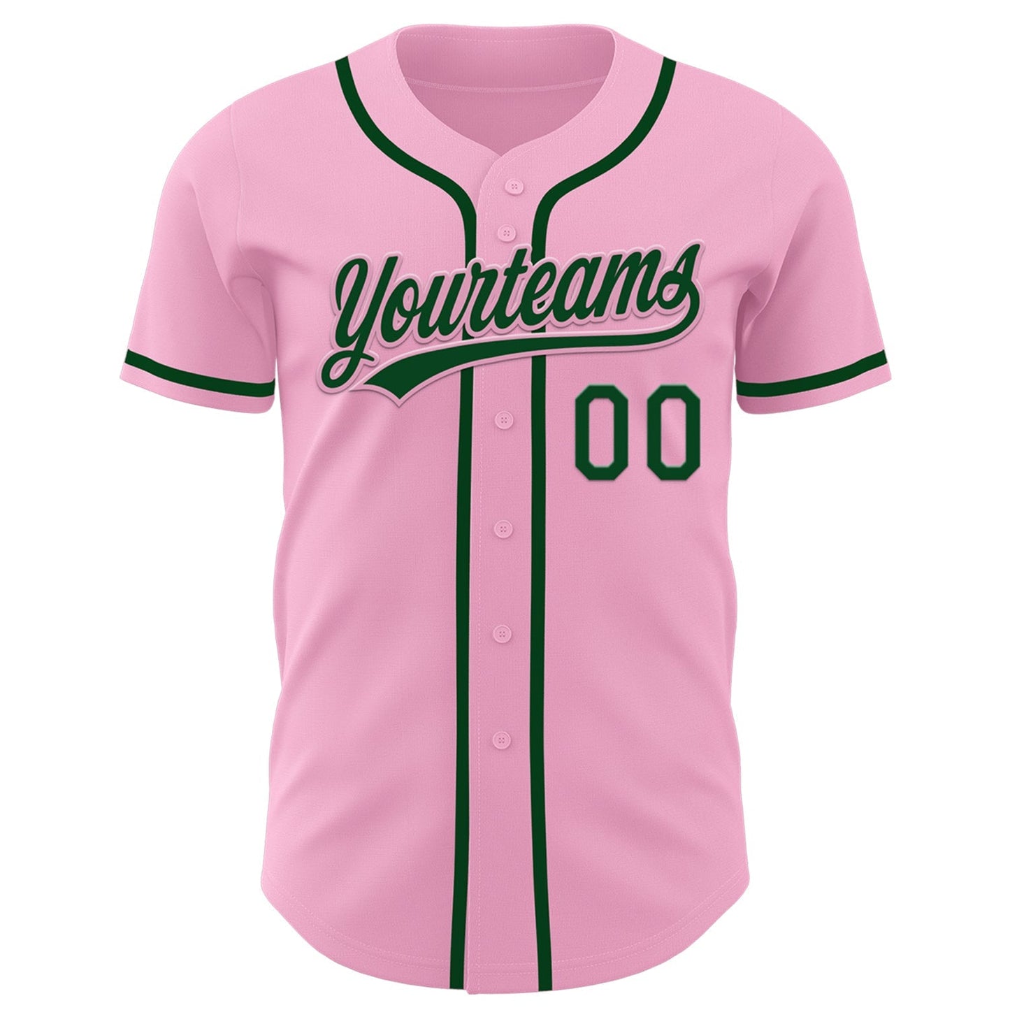 Custom Light Pink Green Authentic Baseball Jersey baseball jersey product view 2