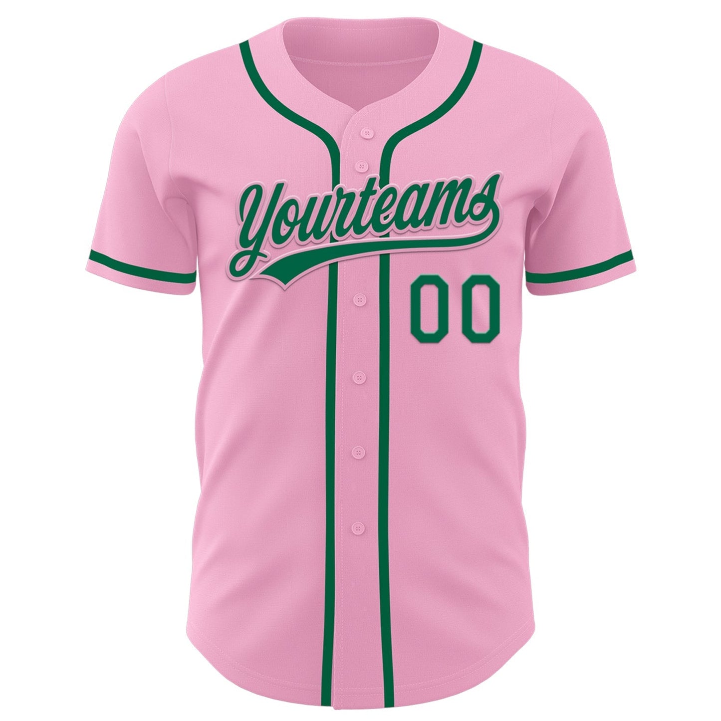Custom Light Pink Kelly Green Authentic Baseball Jersey baseball jersey product view 2