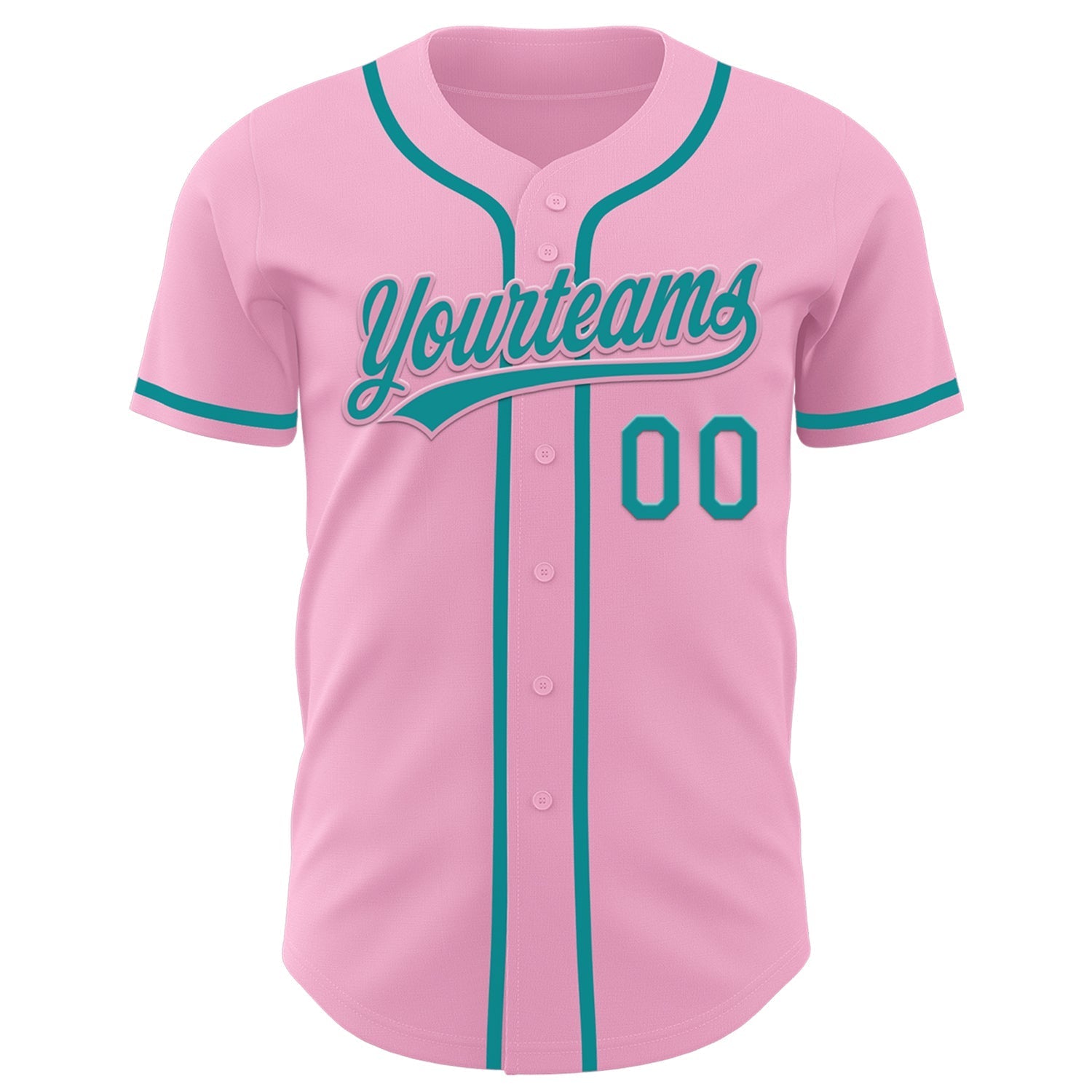 Custom Light Pink Teal Authentic Baseball Jersey baseball jersey product view 2