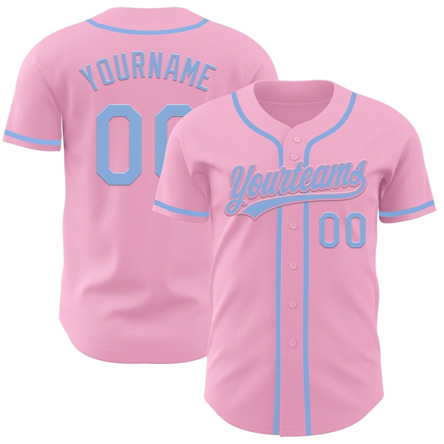 Custom Light Pink Light Blue Authentic Baseball Jersey baseball jersey product view 1