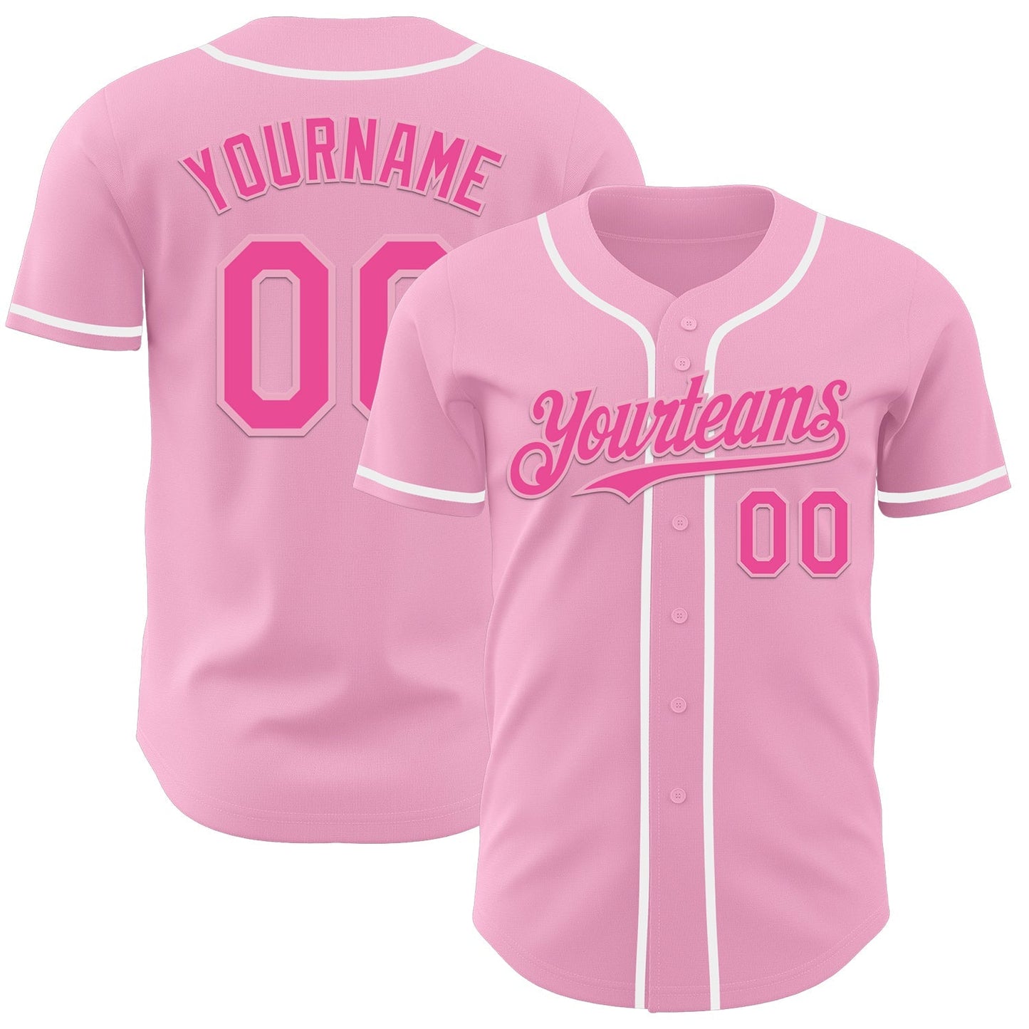 Custom Light Pink Pink-White Authentic Baseball Jersey baseball jersey product view 1