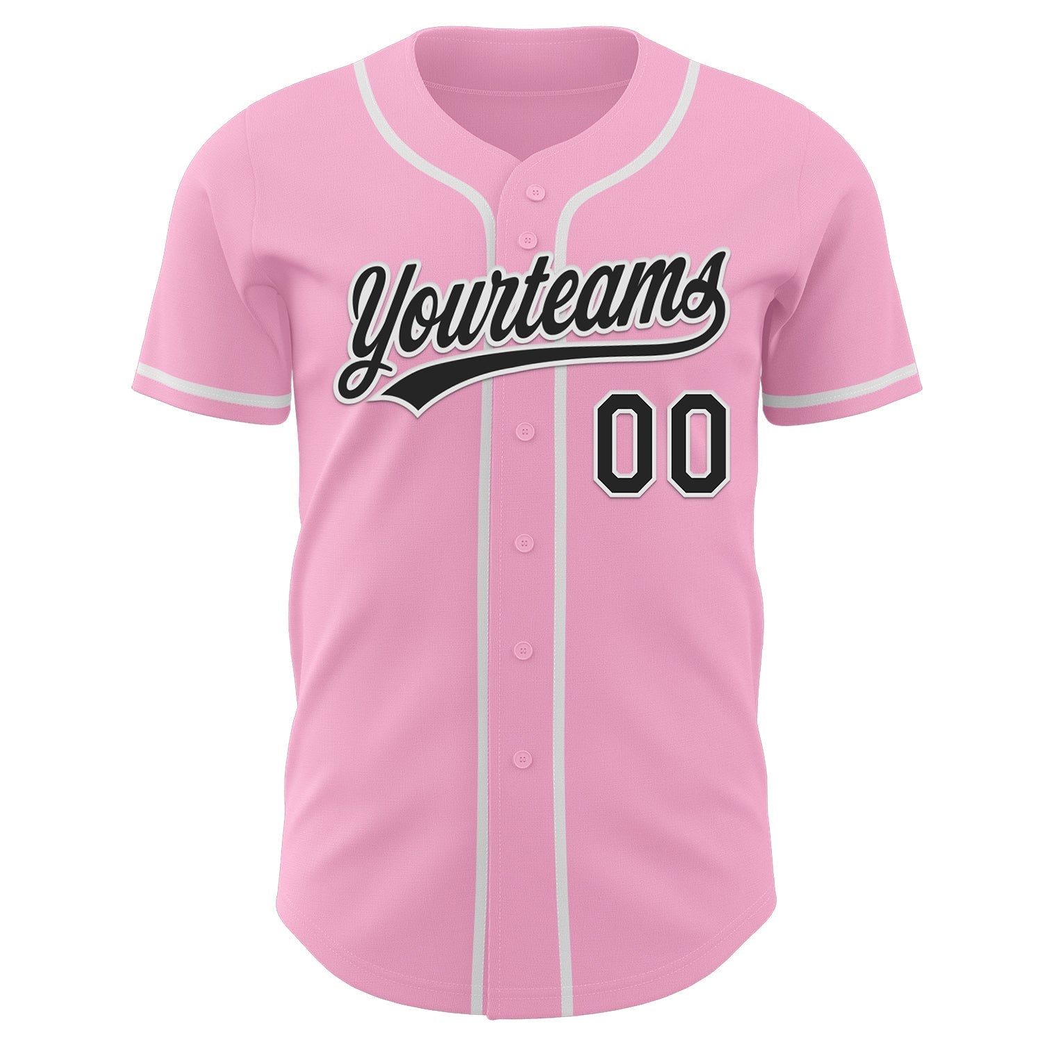 Custom Light Pink Black-White Authentic Baseball Jersey baseball jersey product view 2