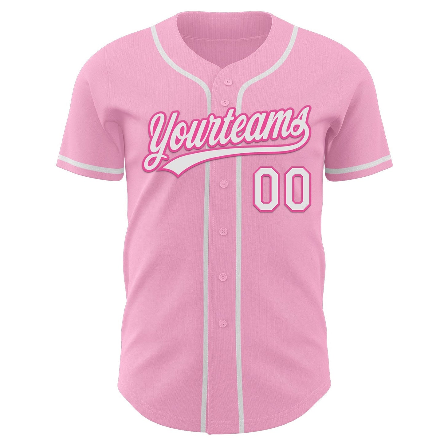 Custom Light Pink White-Pink Authentic Baseball Jersey baseball jersey product view 2