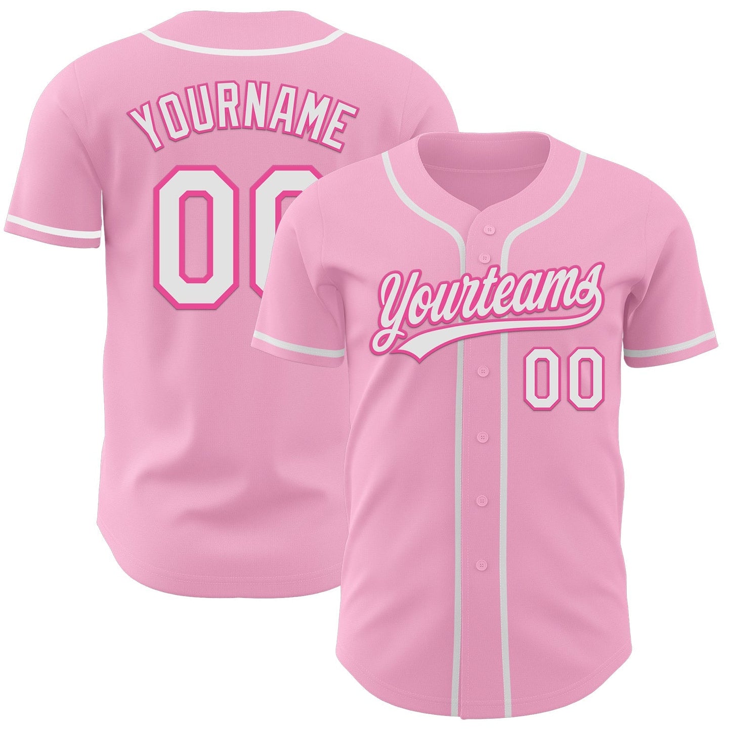 Custom Light Pink White-Pink Authentic Baseball Jersey baseball jersey product view 1