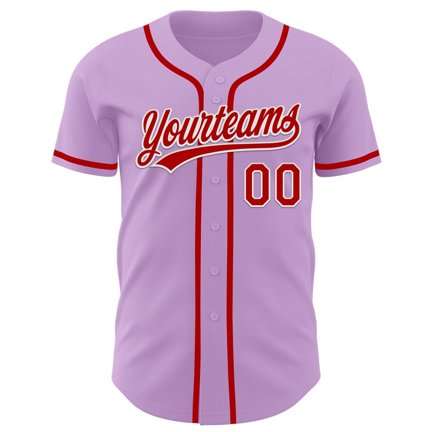 Custom Light Purple Red-White Authentic Baseball Jersey baseball jersey product view 2