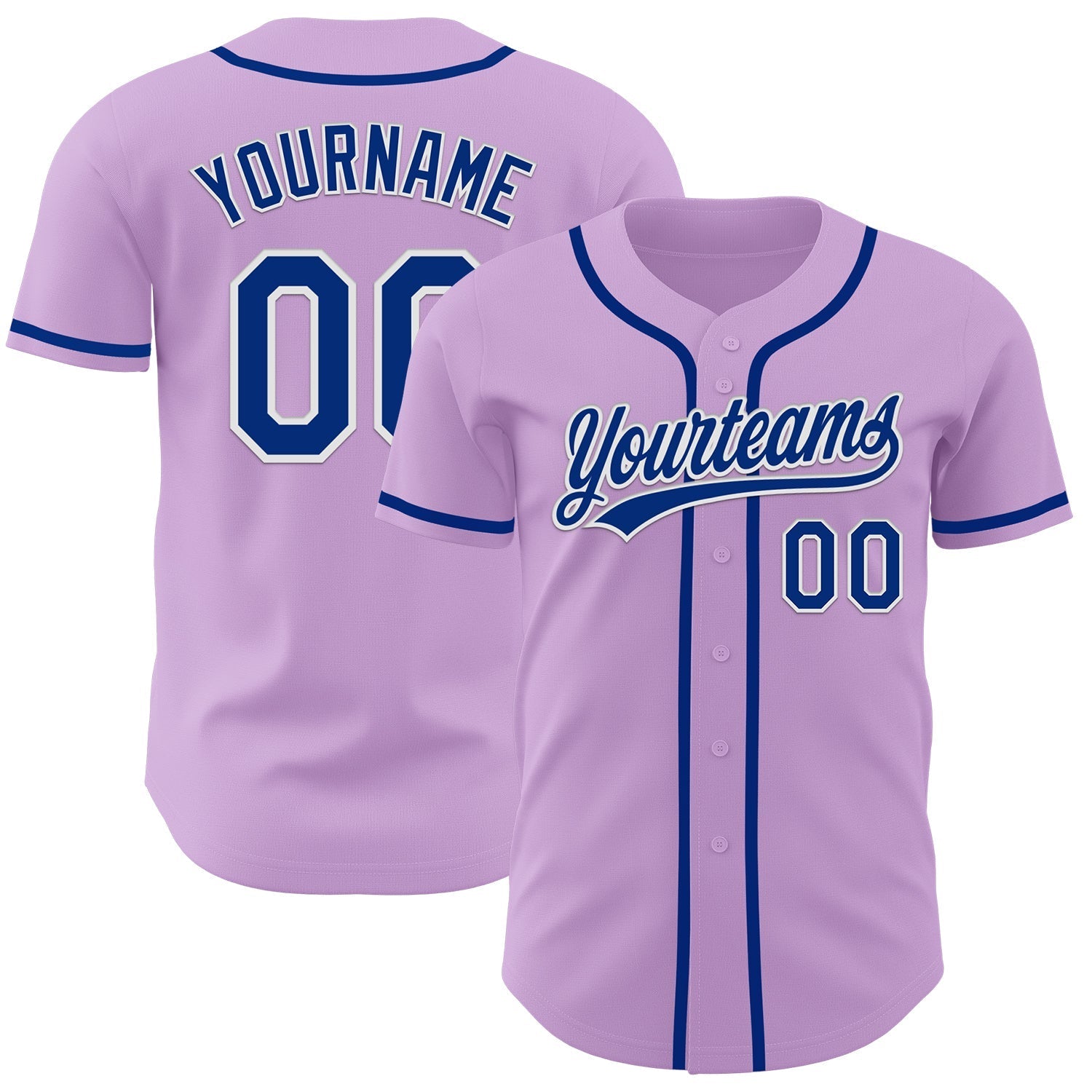 Custom Light Purple Royal-White Authentic Baseball Jersey baseball jersey product view 1